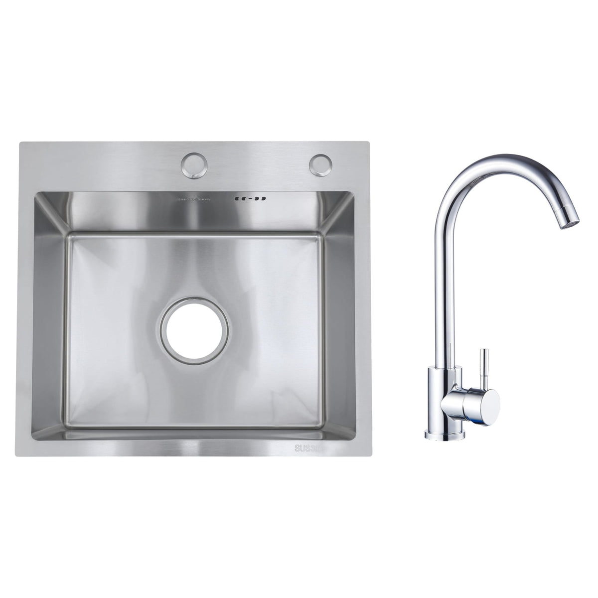 Faizee Home Future Serie Edelstahlspüle Silber mit Spülkorb, Seifenspender & Armaturenauswahl