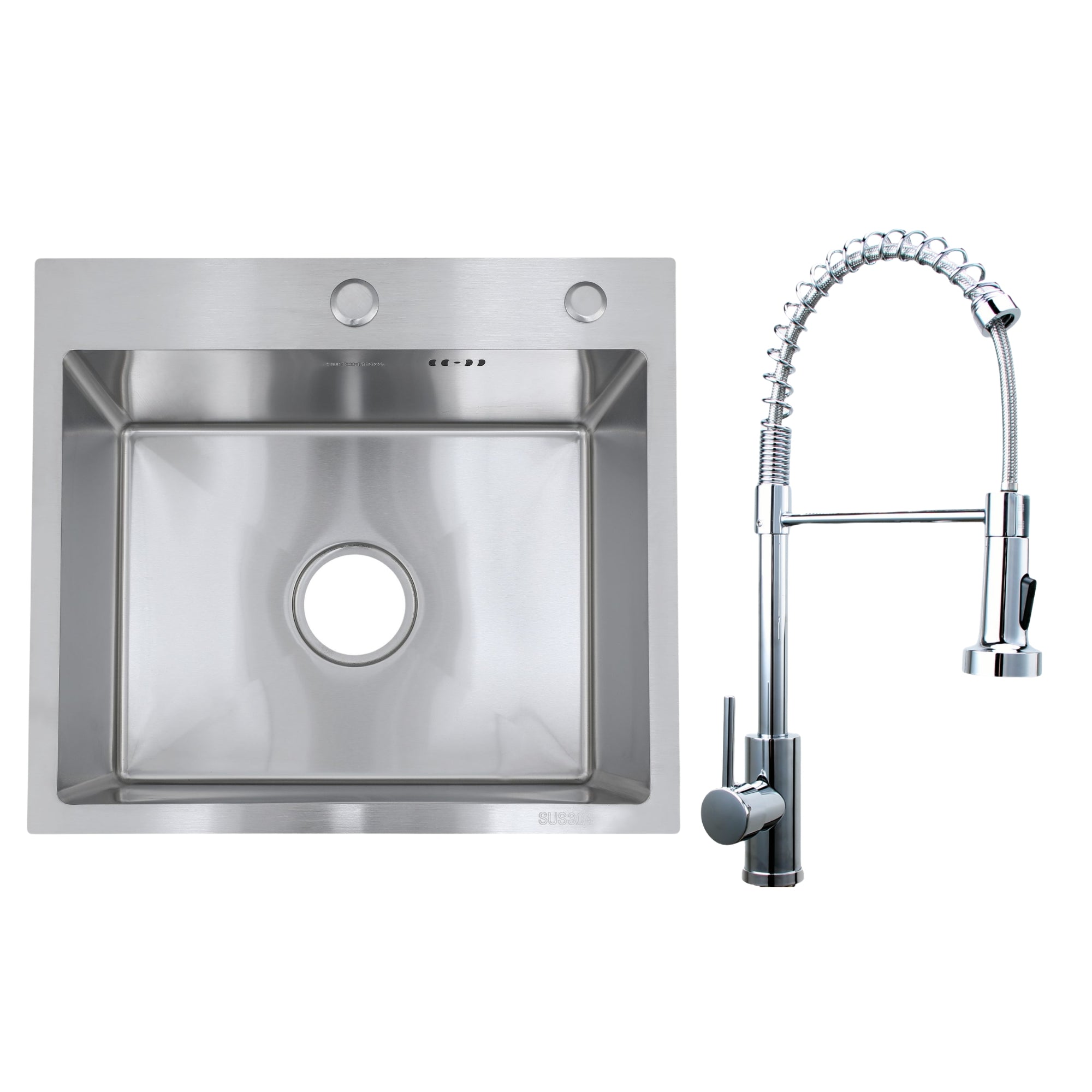 Faizee Home Future Serie Edelstahlspüle Silber mit Spülkorb, Seifenspender & Armaturenauswahl