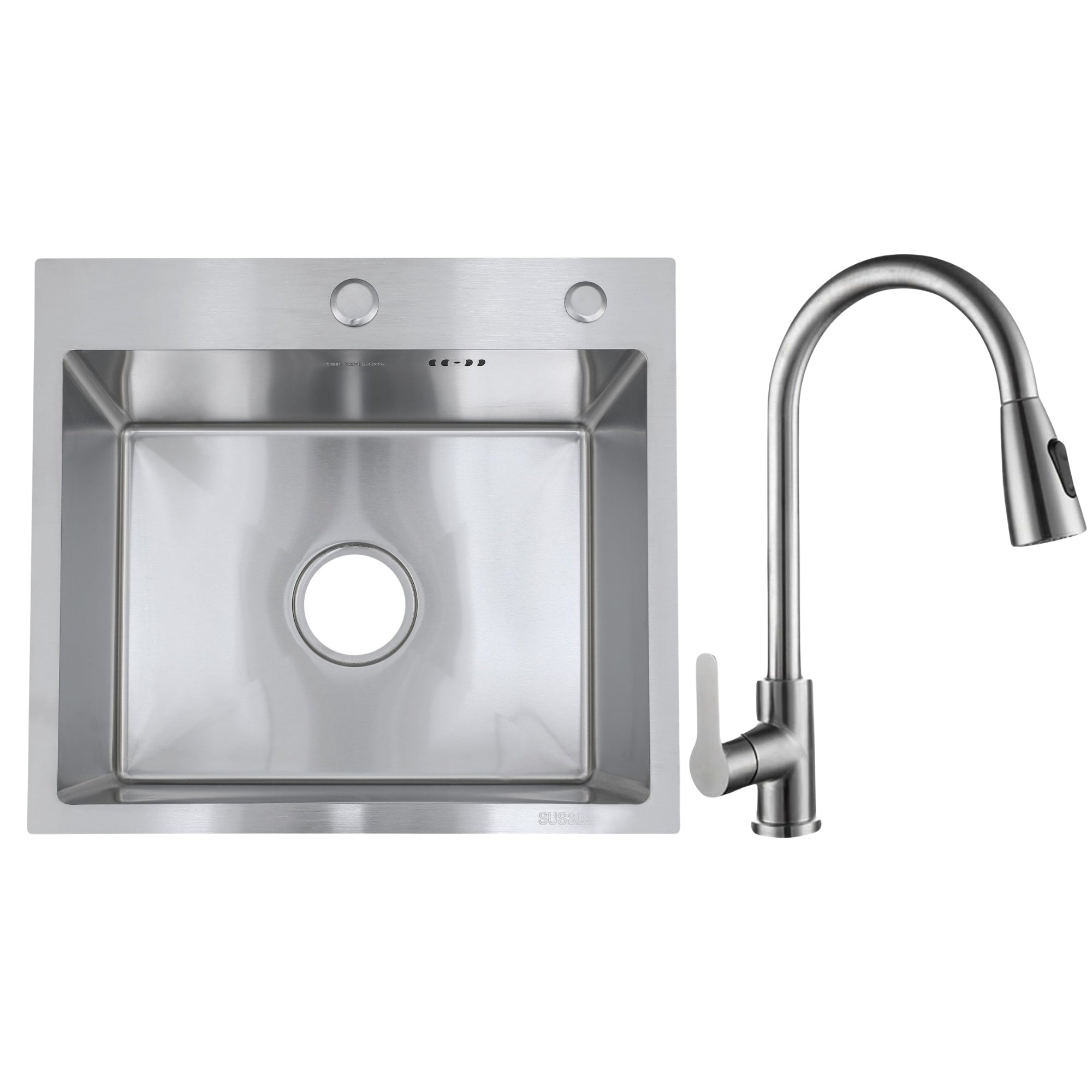 Faizee Home Future Serie Edelstahlspüle Silber mit Spülkorb, Seifenspender & Armaturenauswahl