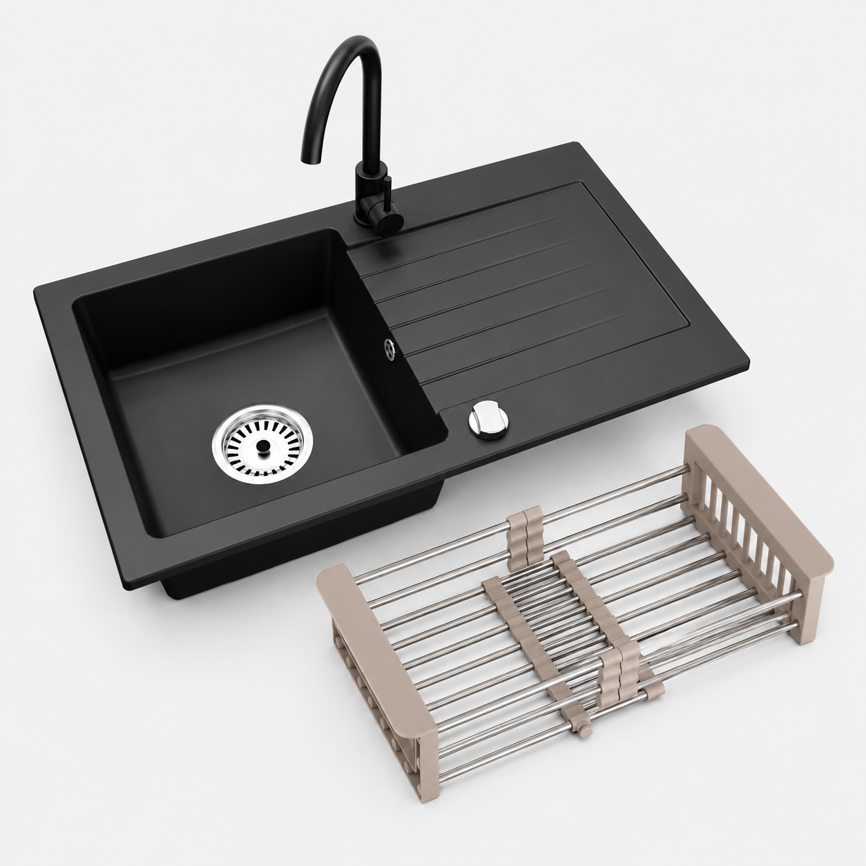 Faizee Home Alisha Granitspüle Set mit passender Armatur & Zubehör-Auswahl
