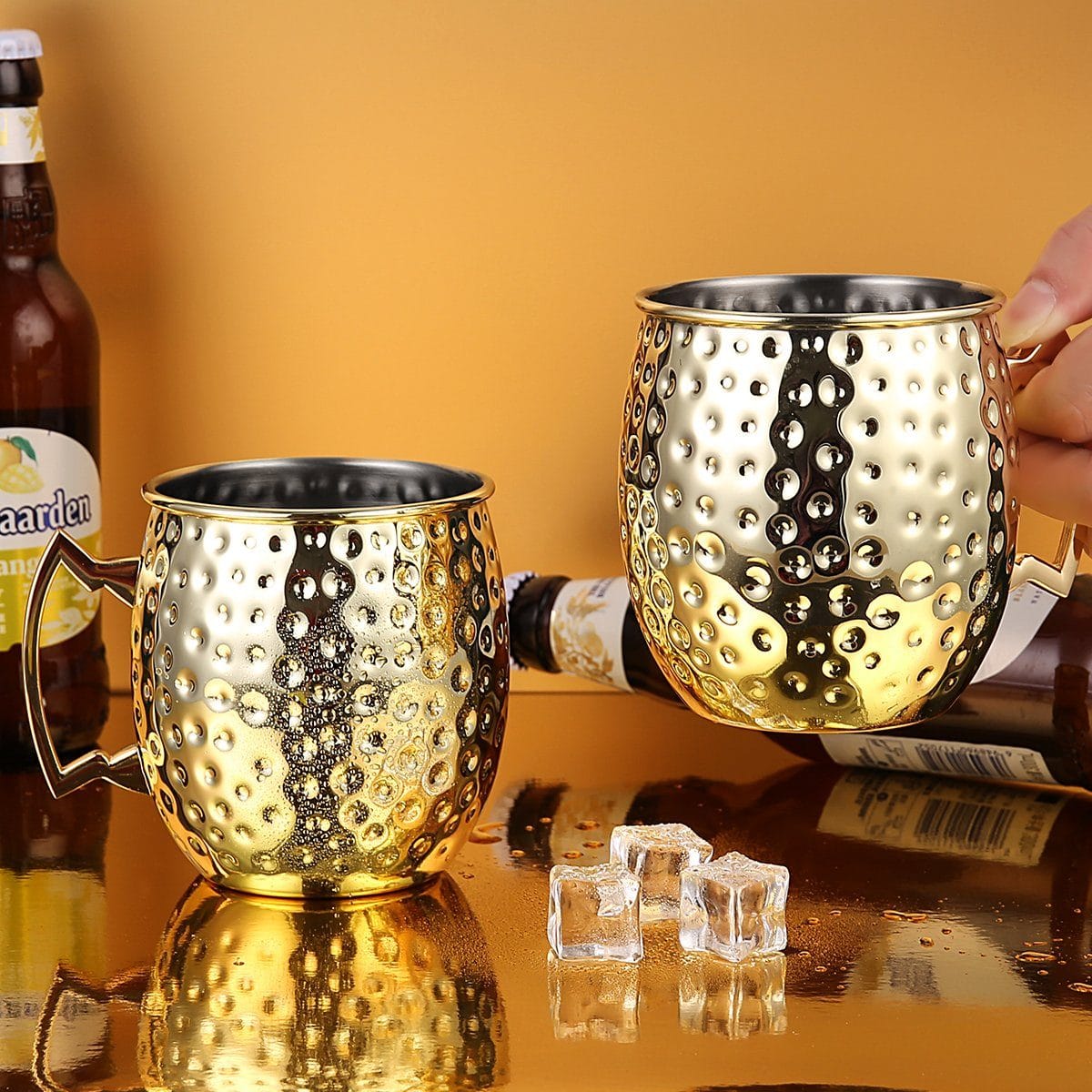 Faizee Home Moscow Mule Becher 530 ml – Gehämmerte Optik – Edelstahl innen –