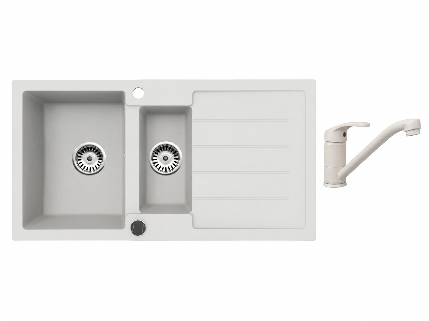 Faizee Home Granitspüle 100 × 50 cm mit 1,5 Becken – inkl. wählbarer Armatur & Siphon-Set