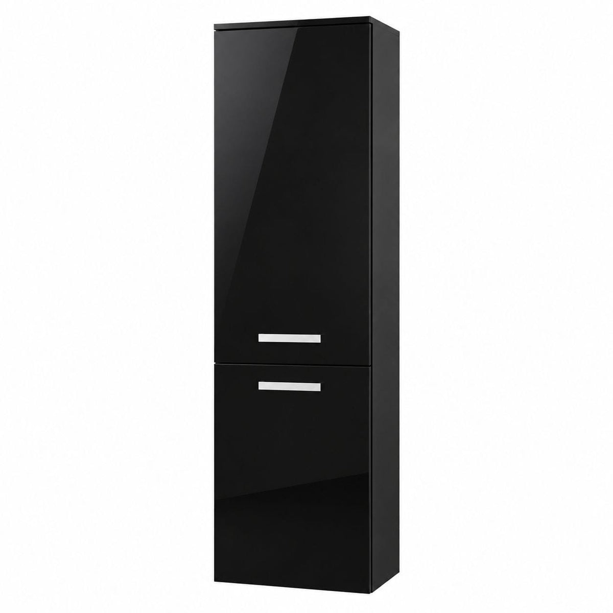 Faizee Home Badmöbelset 90 cm Schwarz Hochglanz inkl. Keramik-Waschbecken, LED-Spiegel & optionalen Seitenschränken