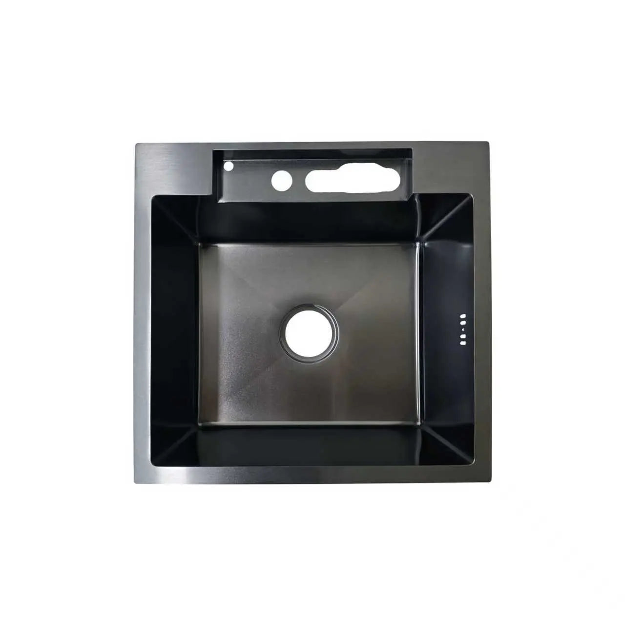 Faizee Home Inox Küchenspüle 50 × 48 cm Schwarz – Edelstahlspüle mit integrierter Armatur & Bedienfeld