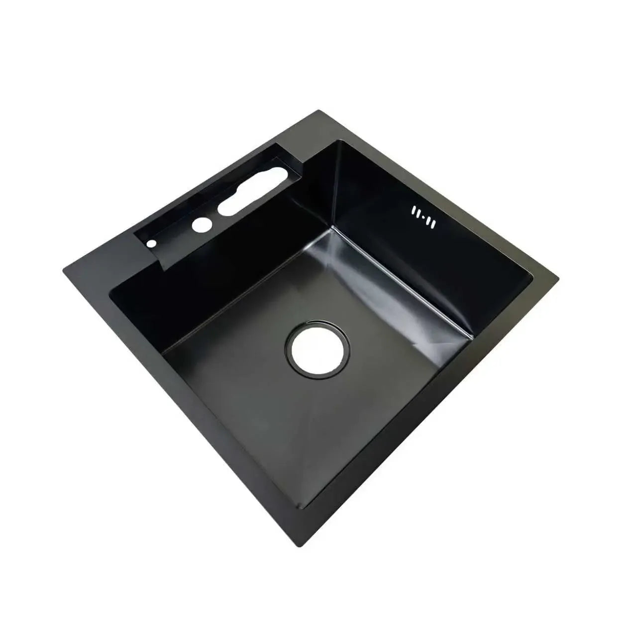 Faizee Home Inox Küchenspüle 50 × 48 cm Schwarz – Edelstahlspüle mit integrierter Armatur & Bedienfeld