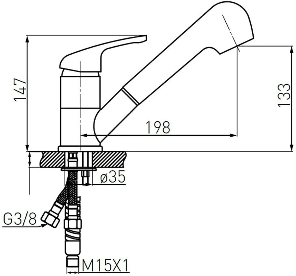 Faizee Home Küchenarmatur mit ausziehbarer Brause – 360° drehbar – 2 Strahlarten – Massives Messing