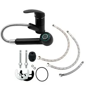 Faizee Home Küchenarmatur mit ausziehbarer Brause – 360° drehbar – 2 Strahlarten – Massives Messing
