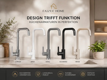 Faizee Möbel STEEL Küchenarmatur 360° drehbar – Edelstahl & Messing