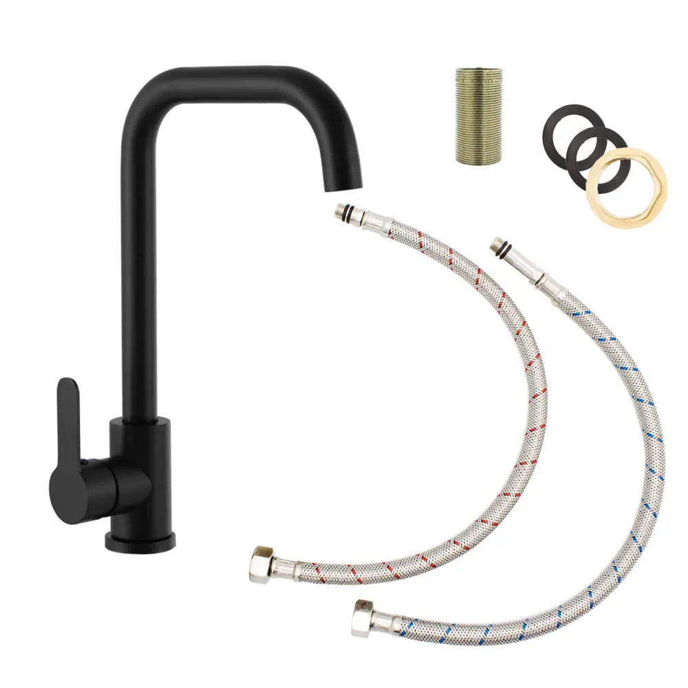 Faizee Möbel STEEL Küchenarmatur 360° drehbar – Edelstahl & Messing