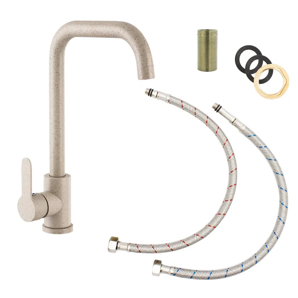 Faizee Möbel STEEL Küchenarmatur 360° drehbar – Edelstahl & Messing