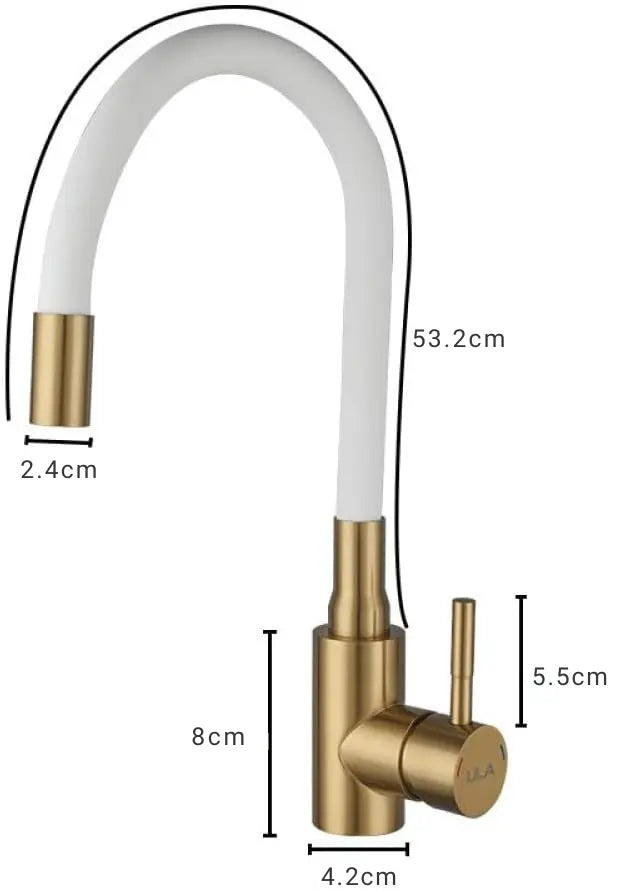 Flexibel Weiß-Gold Waschtischarmatur mit Wasserfall – Design-Armatur für Bad & Küche, drehbar, auslaufsicher