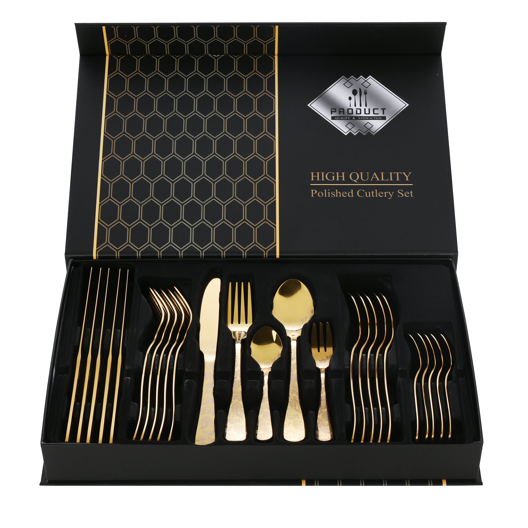 Faizee Home FLORA Edelstahl-Besteckset 30-teilig – Elegantes Ornament-Design – Für Alltag, Gäste & festliche Anlässe