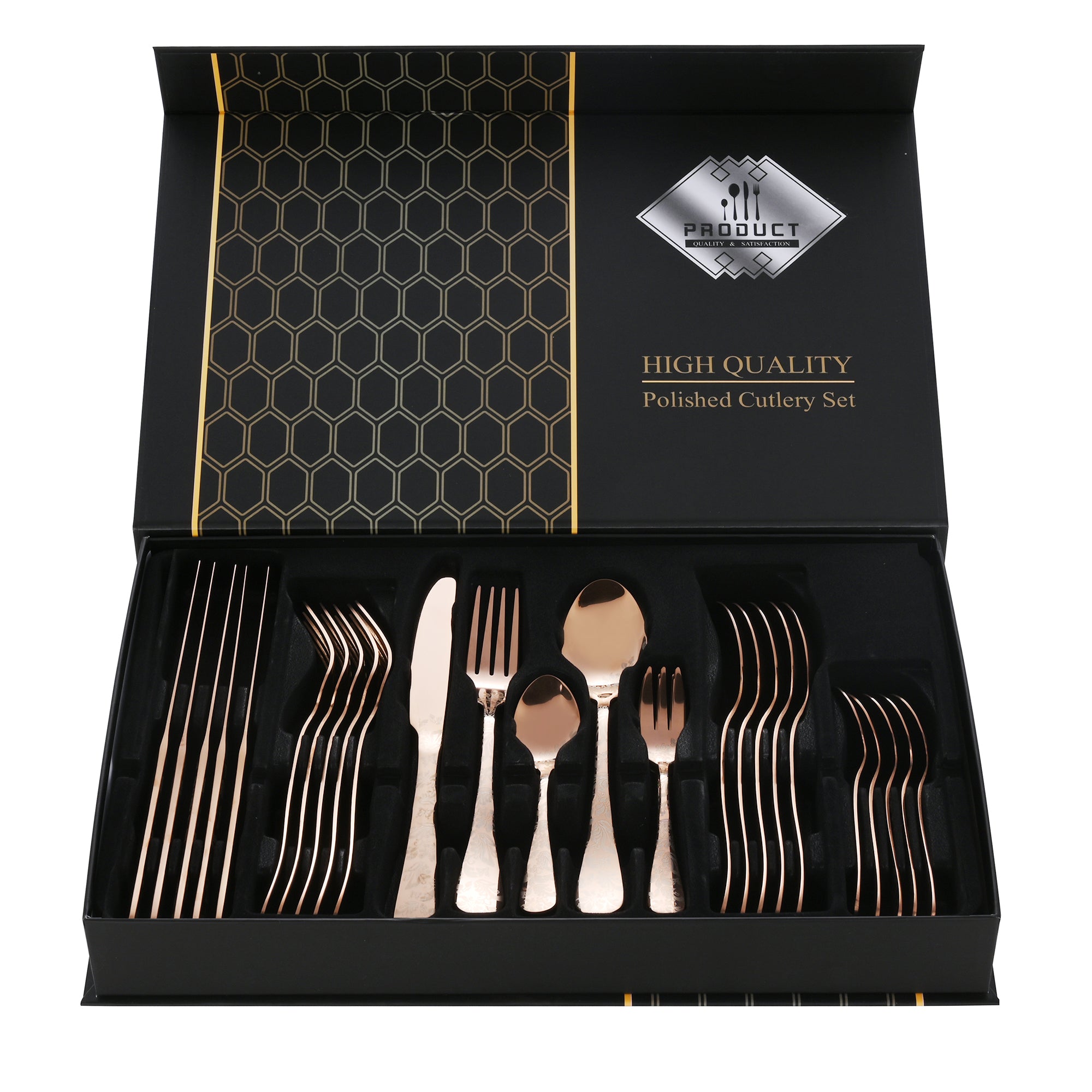 Faizee Home FLORA Edelstahl-Besteckset 30-teilig – Elegantes Ornament-Design – Für Alltag, Gäste & festliche Anlässe