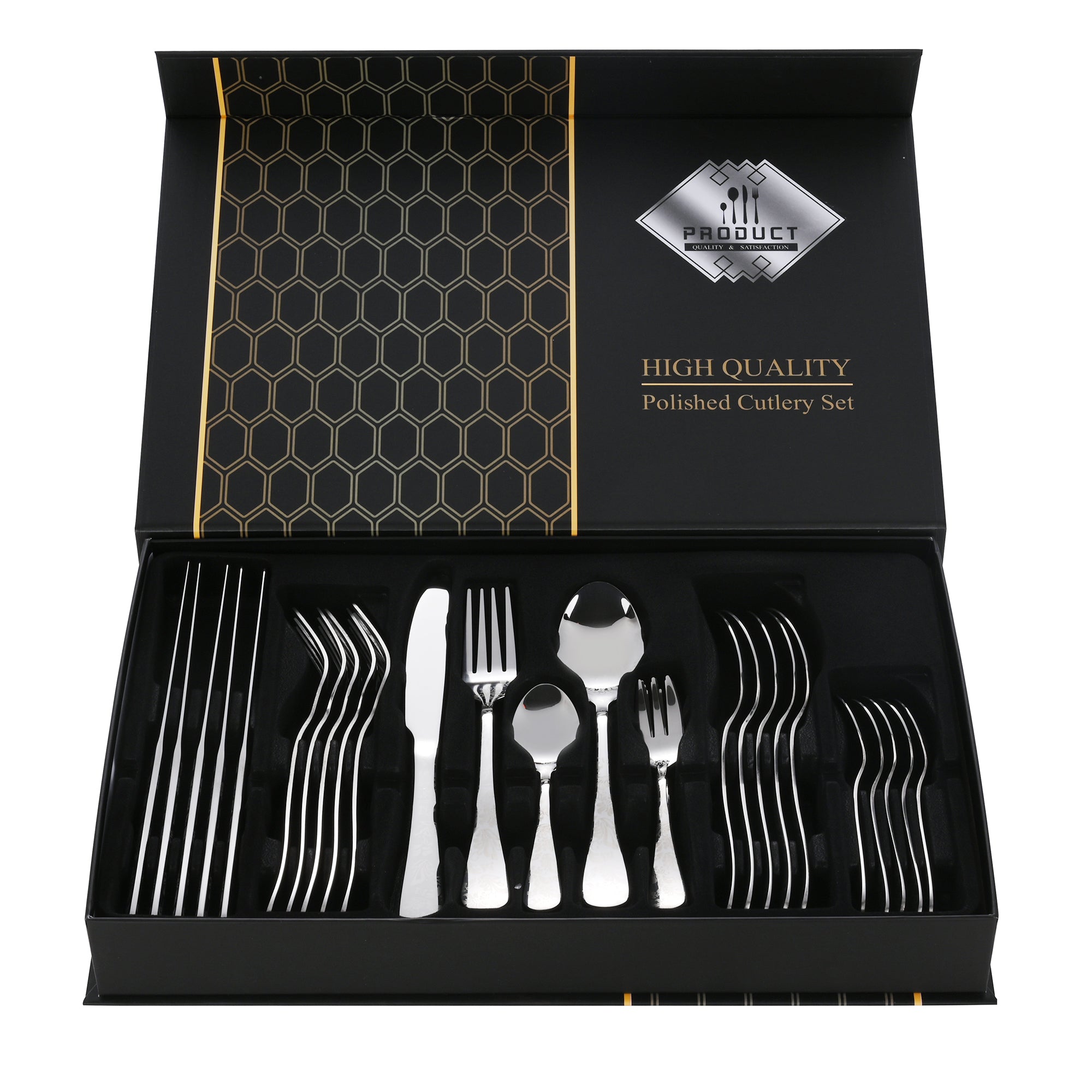 Faizee Home FLORA Edelstahl-Besteckset 30-teilig – Elegantes Ornament-Design – Für Alltag, Gäste & festliche Anlässe