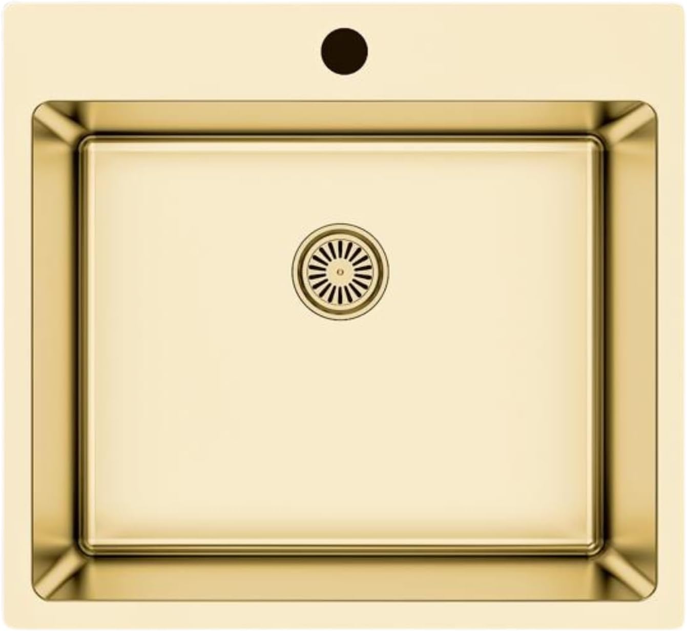 Faizee Home Steelcore Edelstahl-Einbauspüle 50,5 × 50 cm – 17 cm Tief – Reversibel mit Siphon & Geschirrspüleranschluss