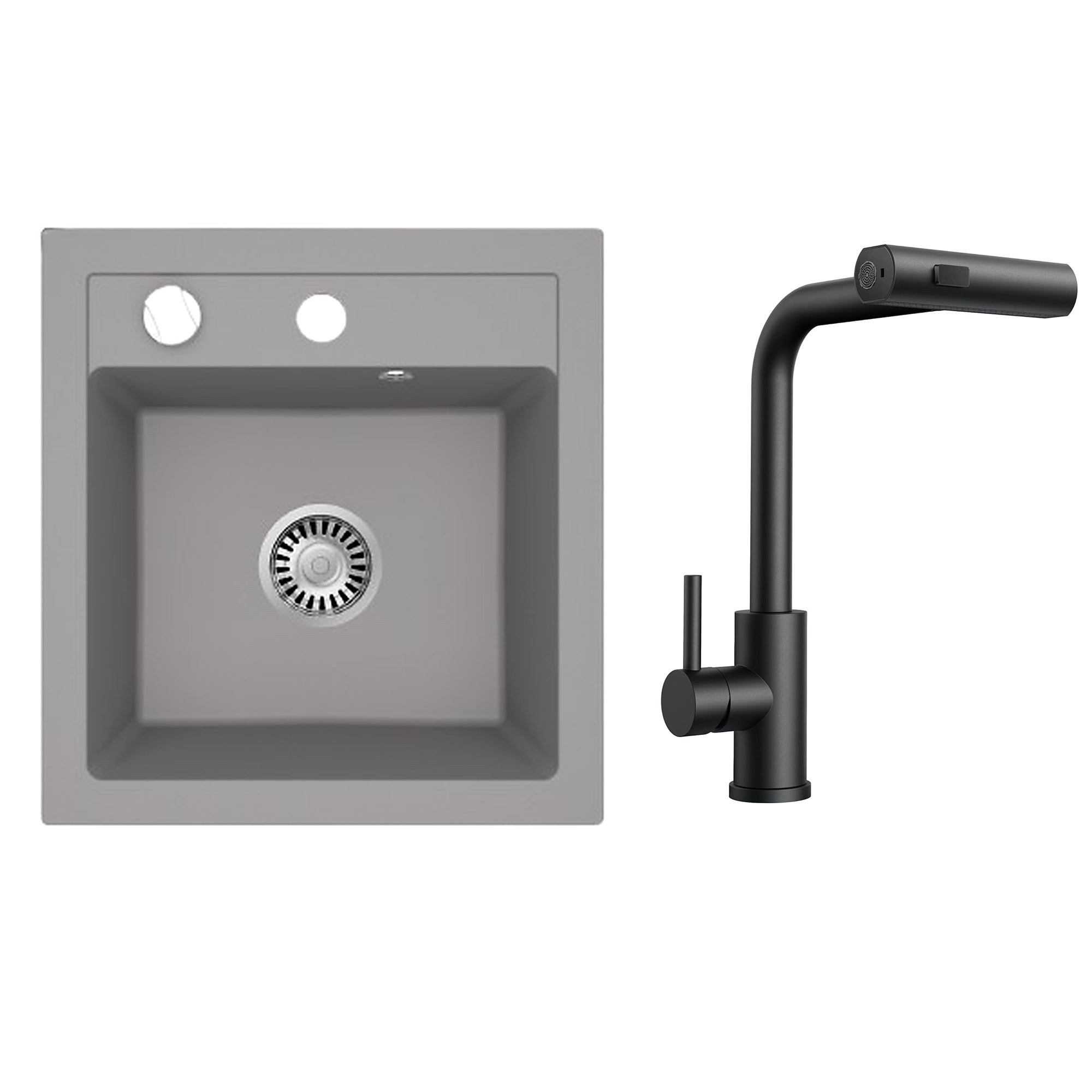 Faizee Home Granitspüle Milano 52 × 49 cm mit wählbarer Armatur