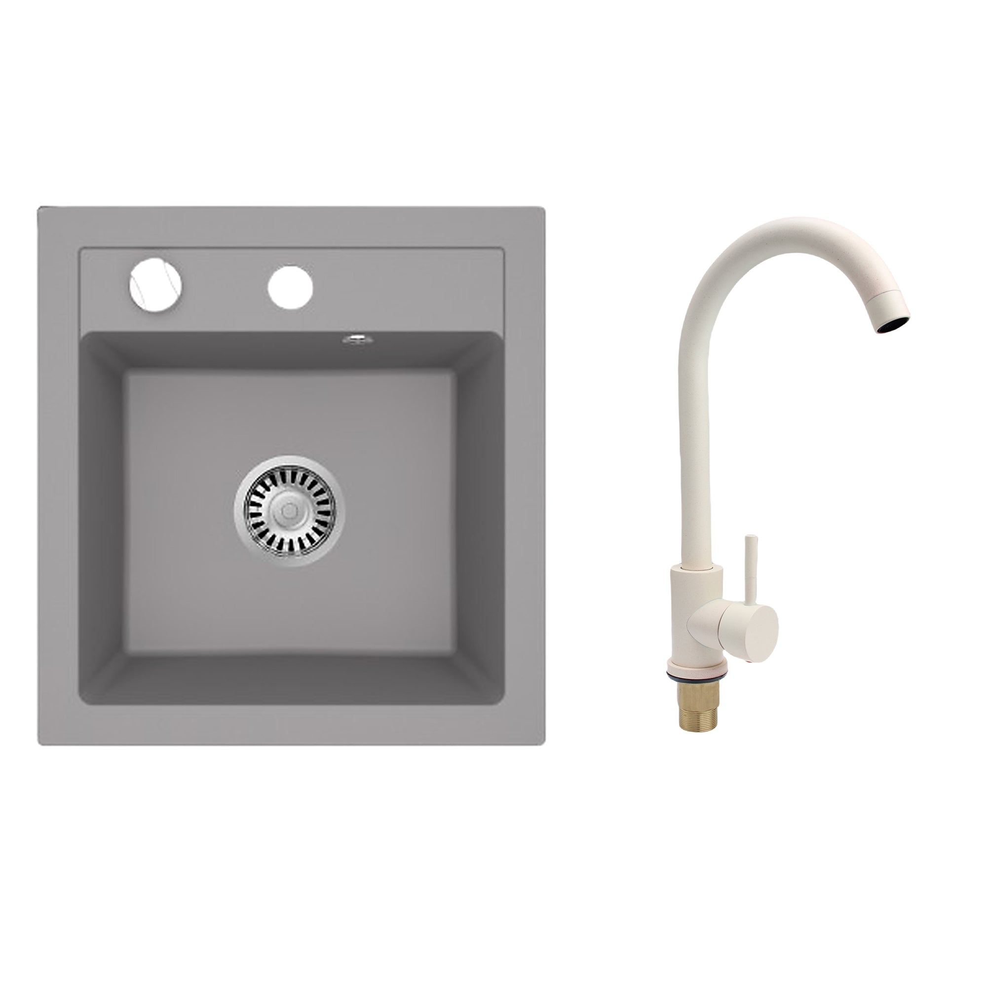 Faizee Home Granitspüle Milano 52 × 49 cm mit wählbarer Armatur
