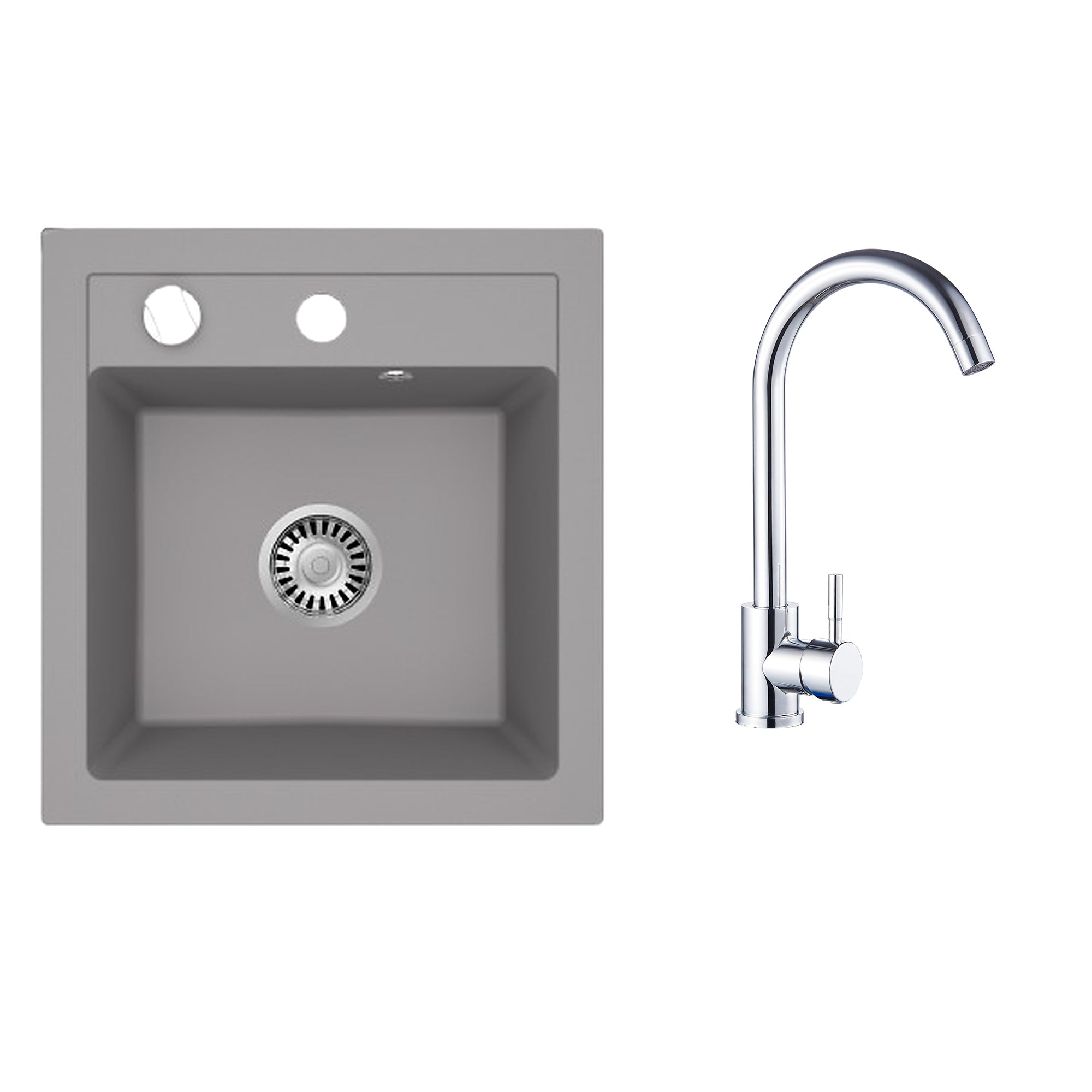 Faizee Home Granitspüle Milano 52 × 49 cm mit wählbarer Armatur