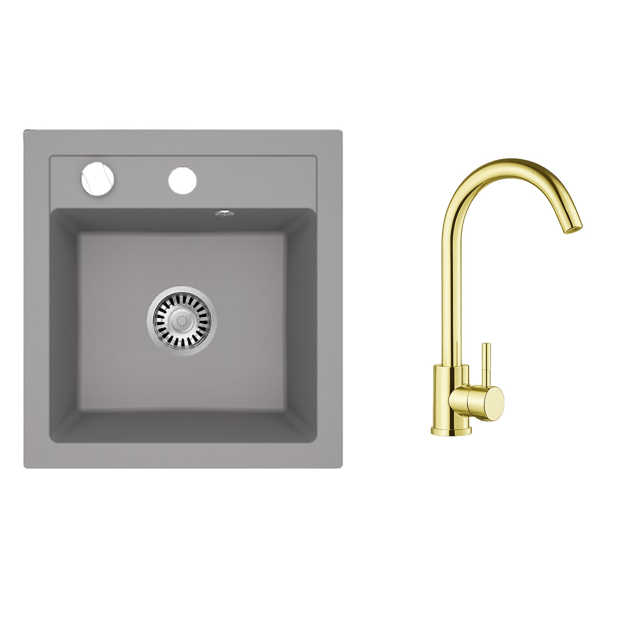 Faizee Home Granitspüle Milano 52 × 49 cm mit wählbarer Armatur