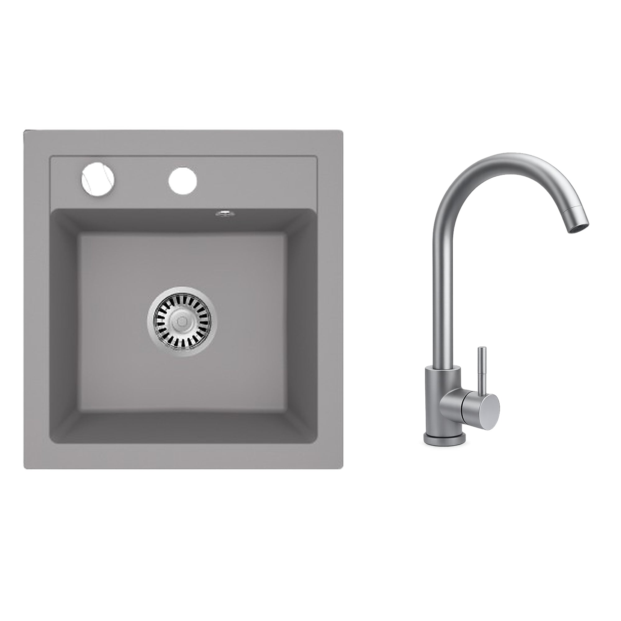 Faizee Home Granitspüle Milano 52 × 49 cm mit wählbarer Armatur