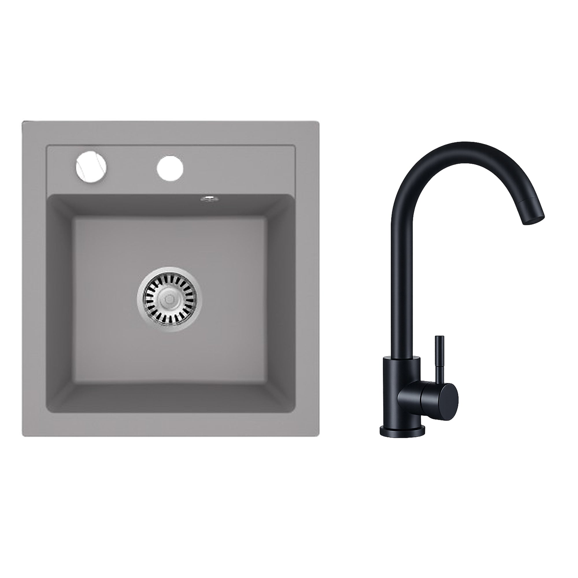 Faizee Home Granitspüle Milano 52 × 49 cm mit wählbarer Armatur
