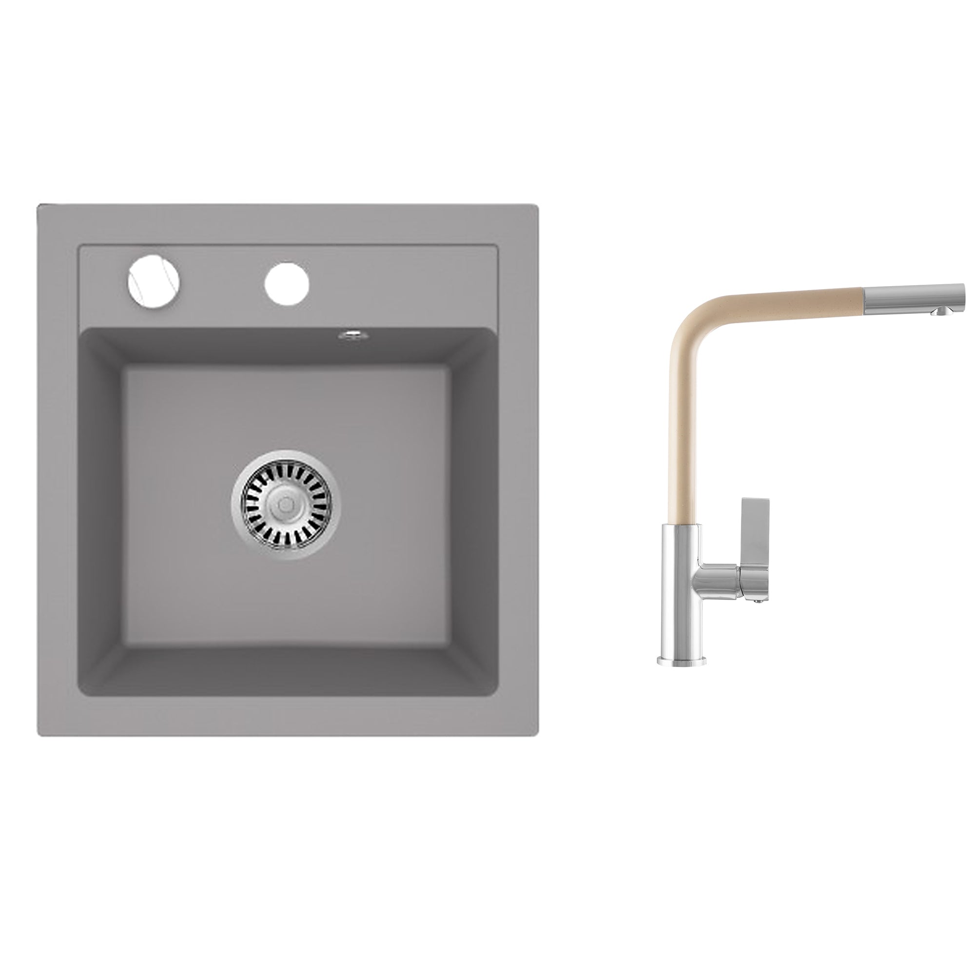 Faizee Home Granitspüle Milano 52 × 49 cm mit wählbarer Armatur