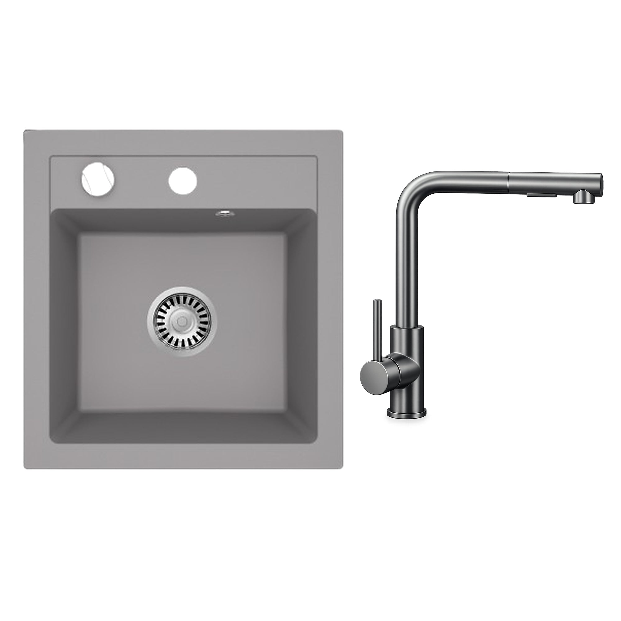 Faizee Home Granitspüle Milano 52 × 49 cm mit wählbarer Armatur