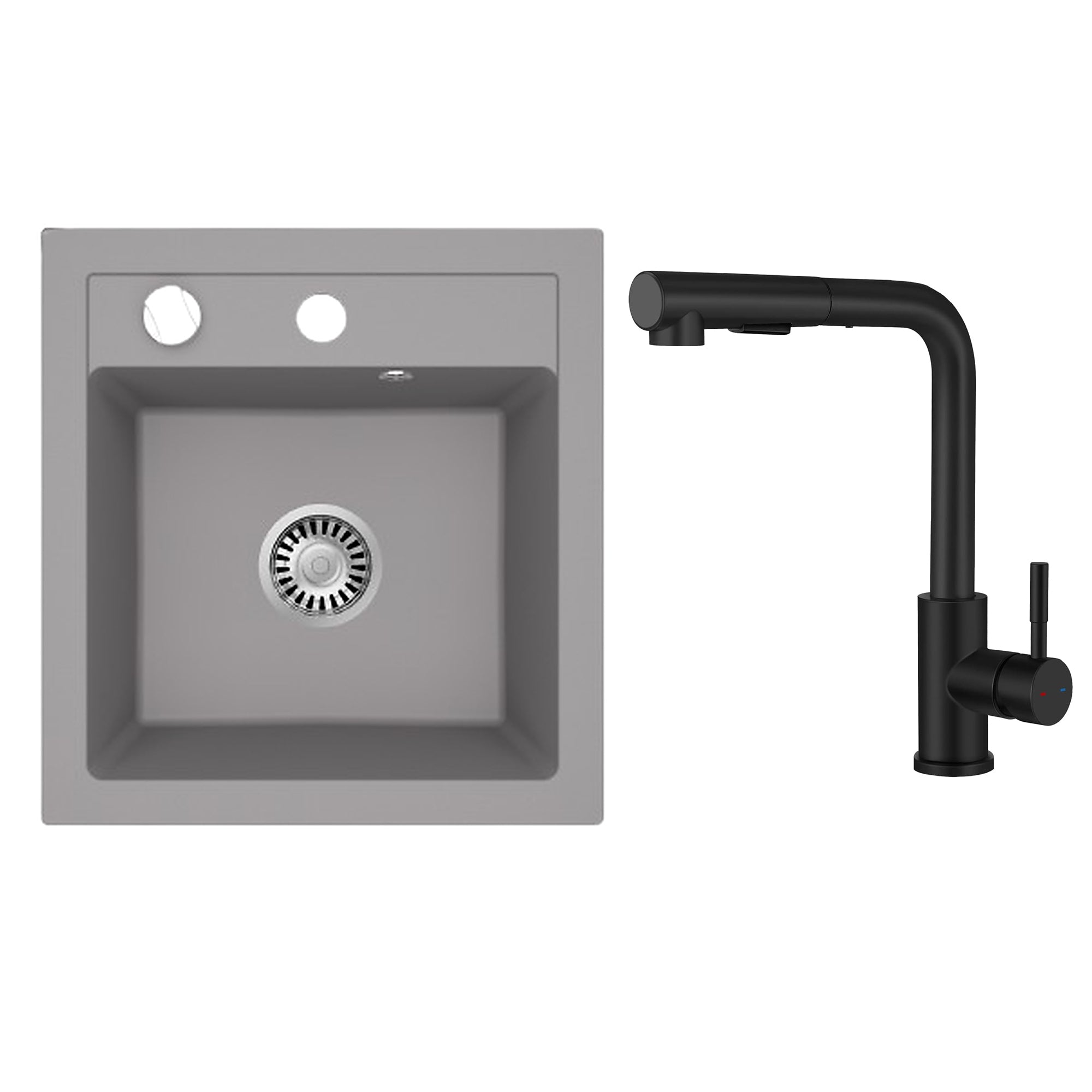 Faizee Home Granitspüle Milano 52 × 49 cm mit wählbarer Armatur