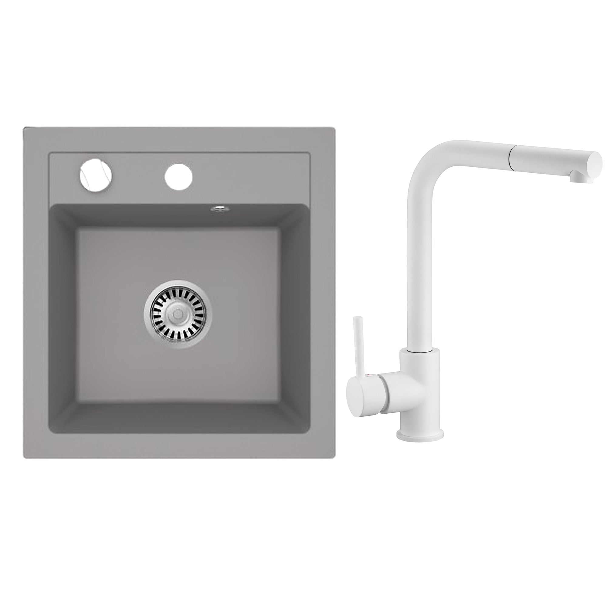 Faizee Home Granitspüle Milano 52 × 49 cm mit wählbarer Armatur
