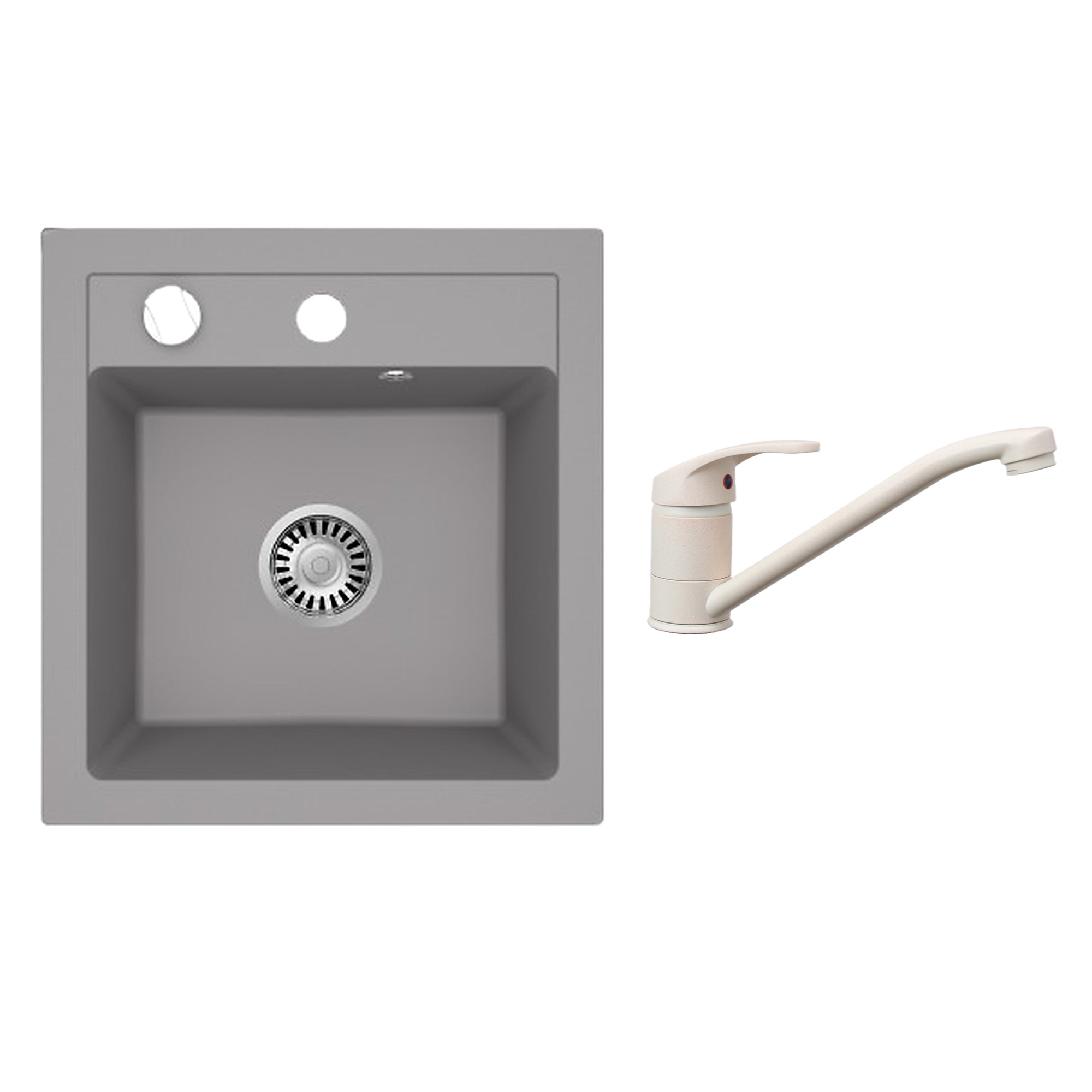 Faizee Home Granitspüle Milano 52 × 49 cm mit wählbarer Armatur