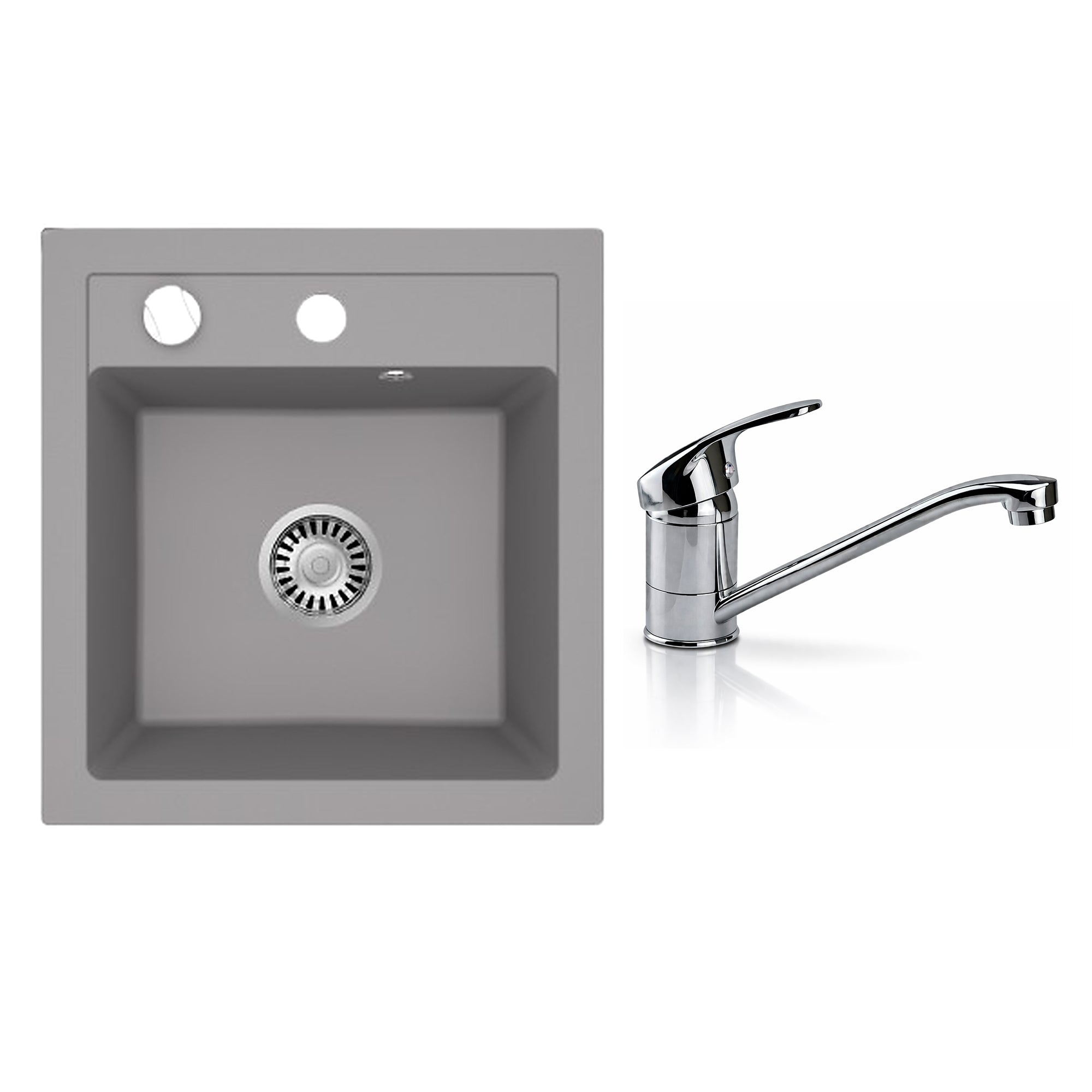 Faizee Home Granitspüle Milano 52 × 49 cm mit wählbarer Armatur