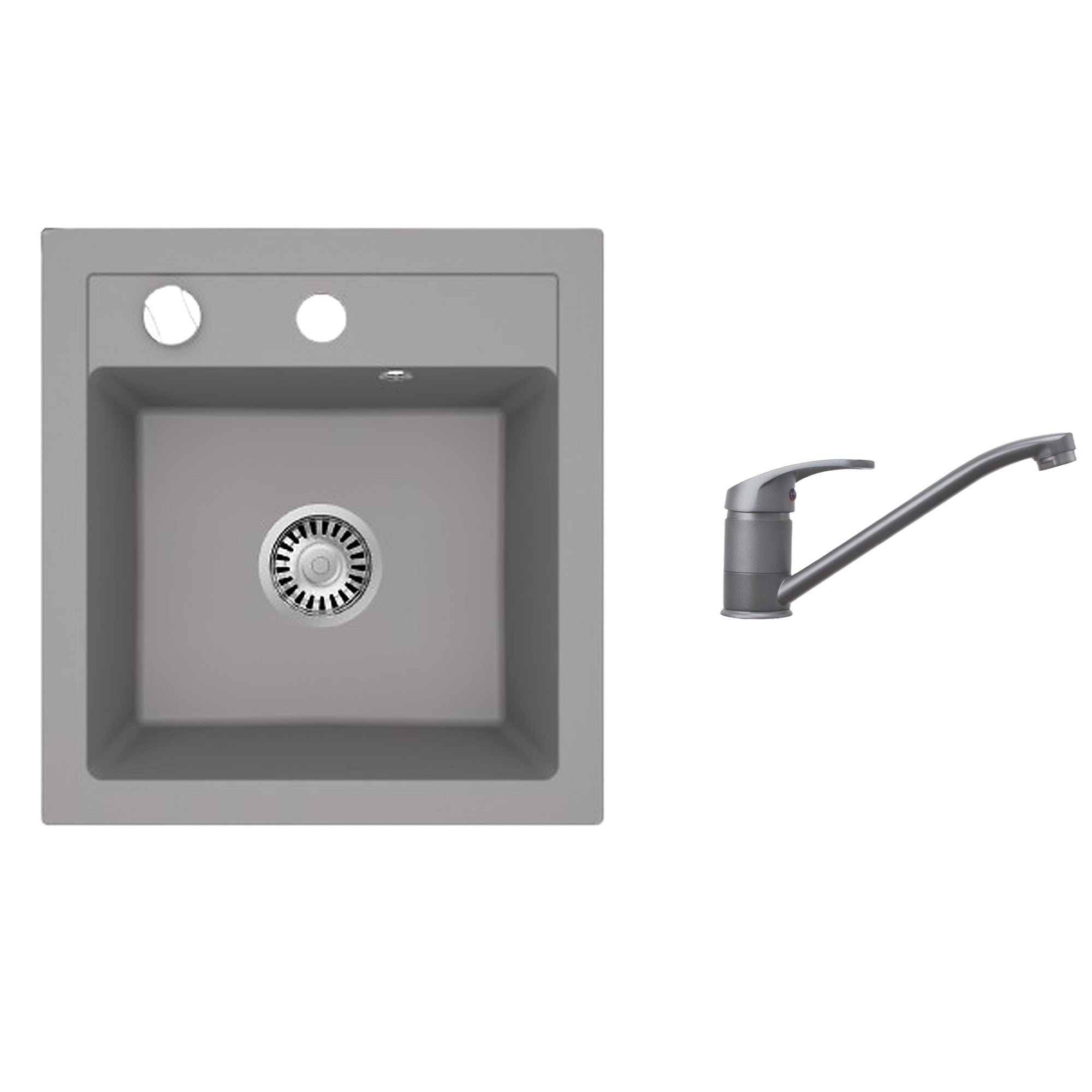 Faizee Home Granitspüle Milano 52 × 49 cm mit wählbarer Armatur