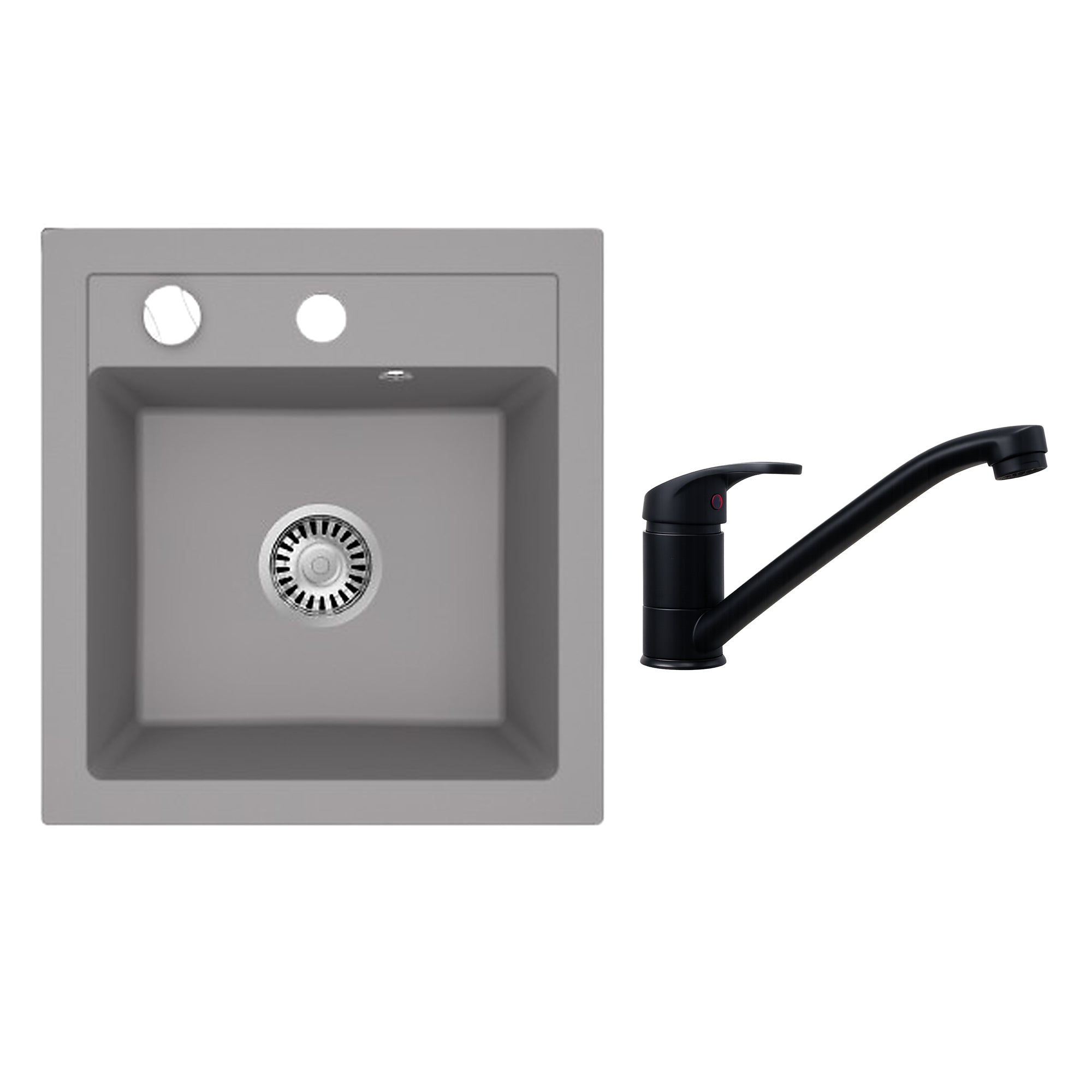 Faizee Home Granitspüle Milano 52 × 49 cm mit wählbarer Armatur