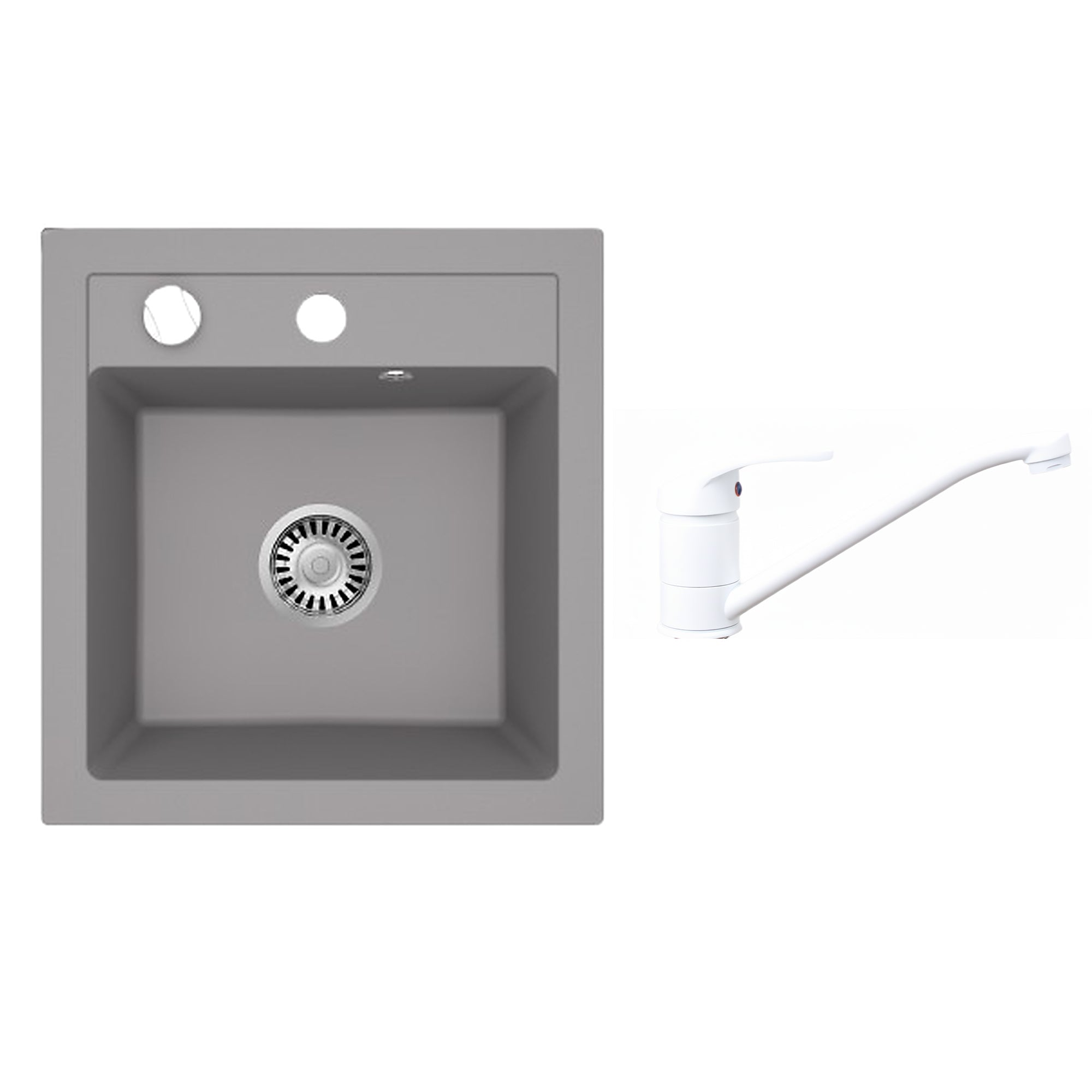 Faizee Home Granitspüle Milano 52 × 49 cm mit wählbarer Armatur