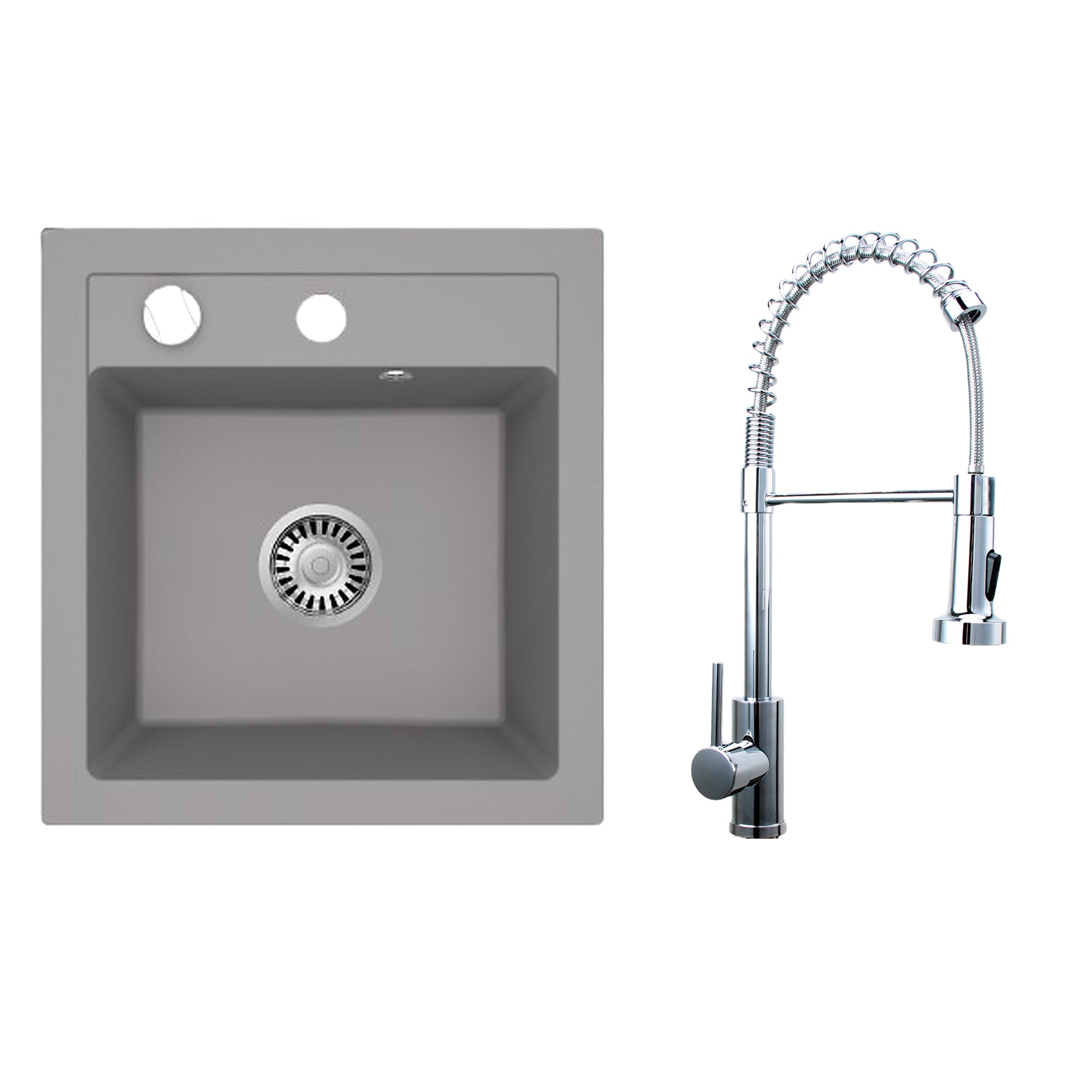 Faizee Home Granitspüle Milano 52 × 49 cm mit wählbarer Armatur