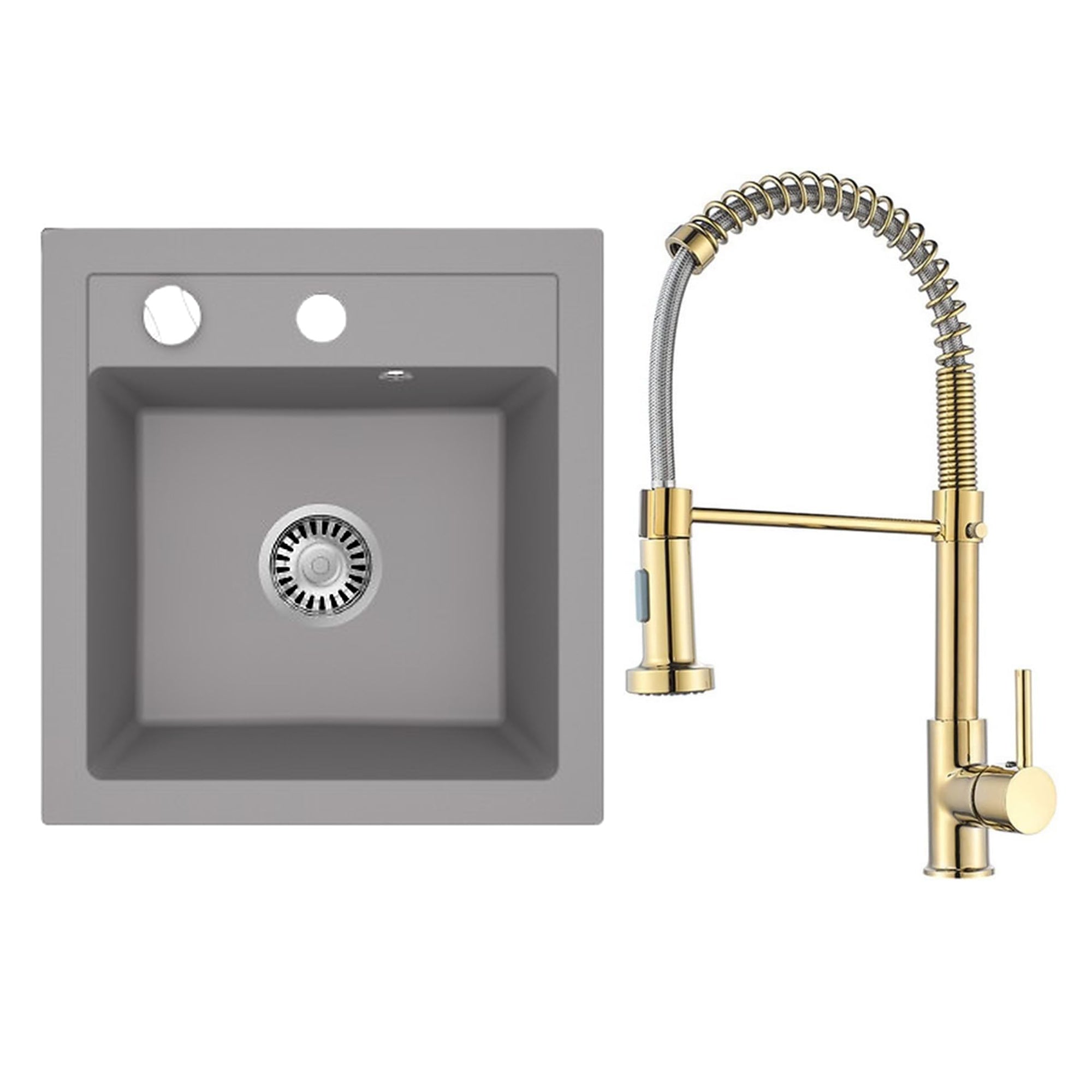 Faizee Home Granitspüle Milano 52 × 49 cm mit wählbarer Armatur