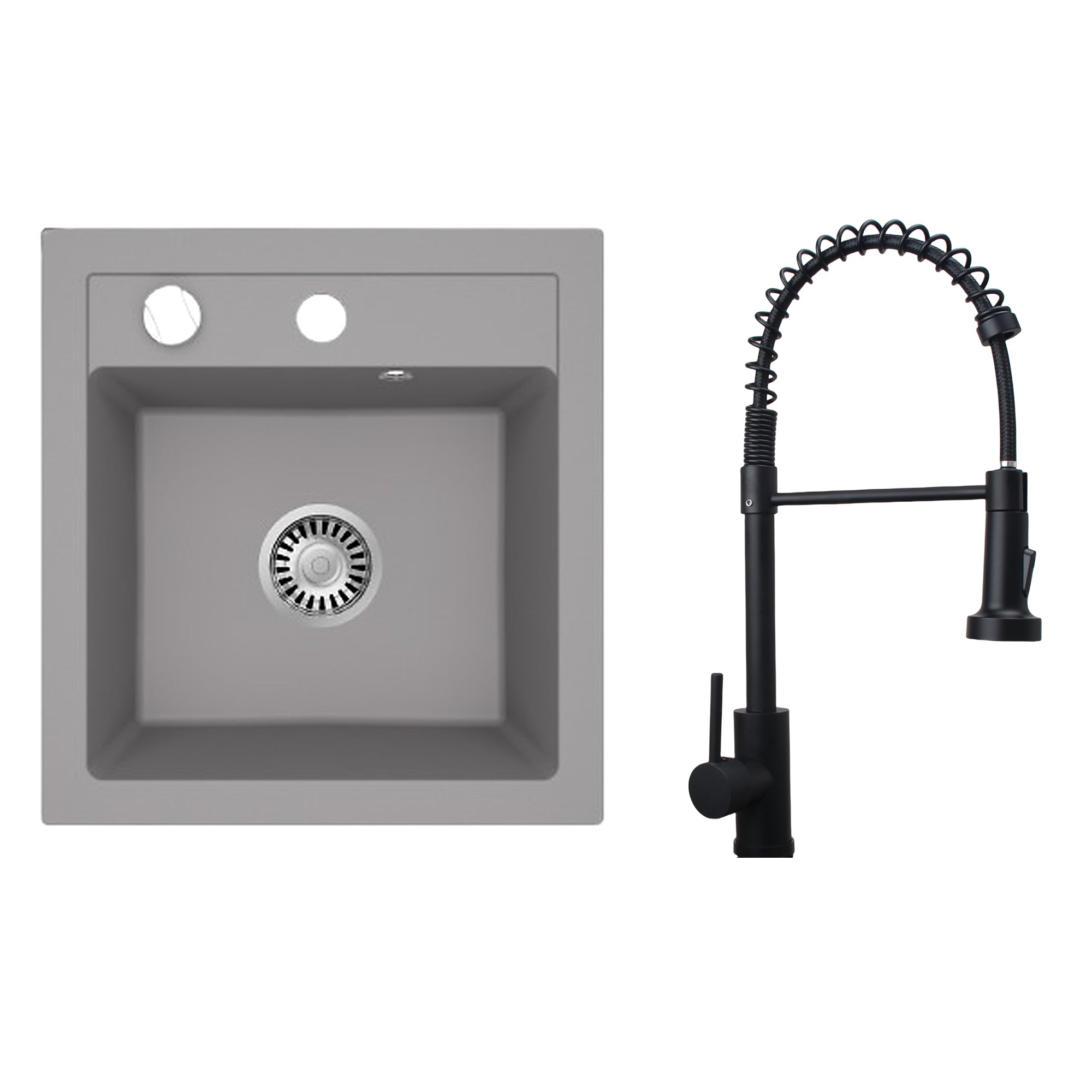 Faizee Home Granitspüle Milano 52 × 49 cm mit wählbarer Armatur