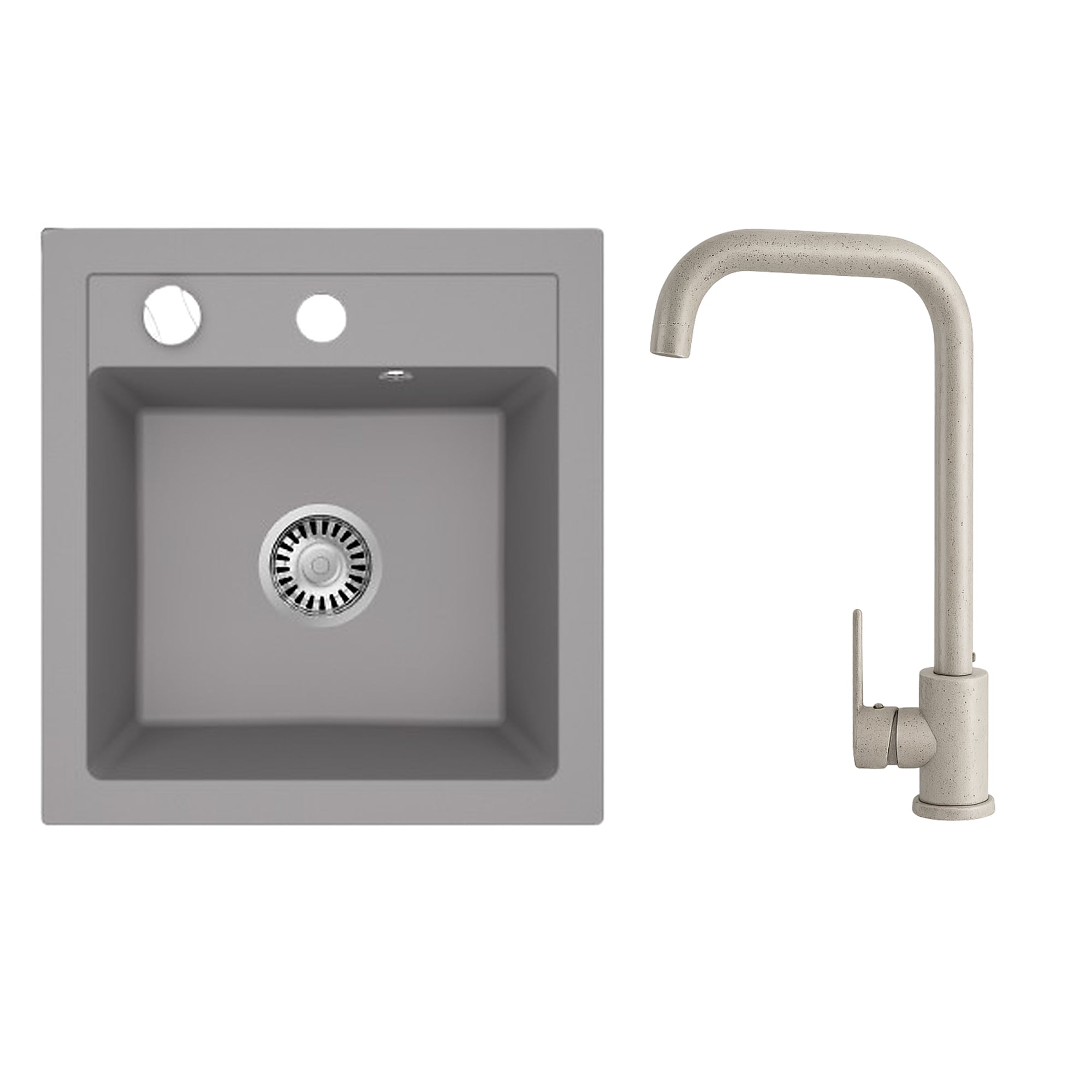 Faizee Home Granitspüle Milano 52 × 49 cm mit wählbarer Armatur