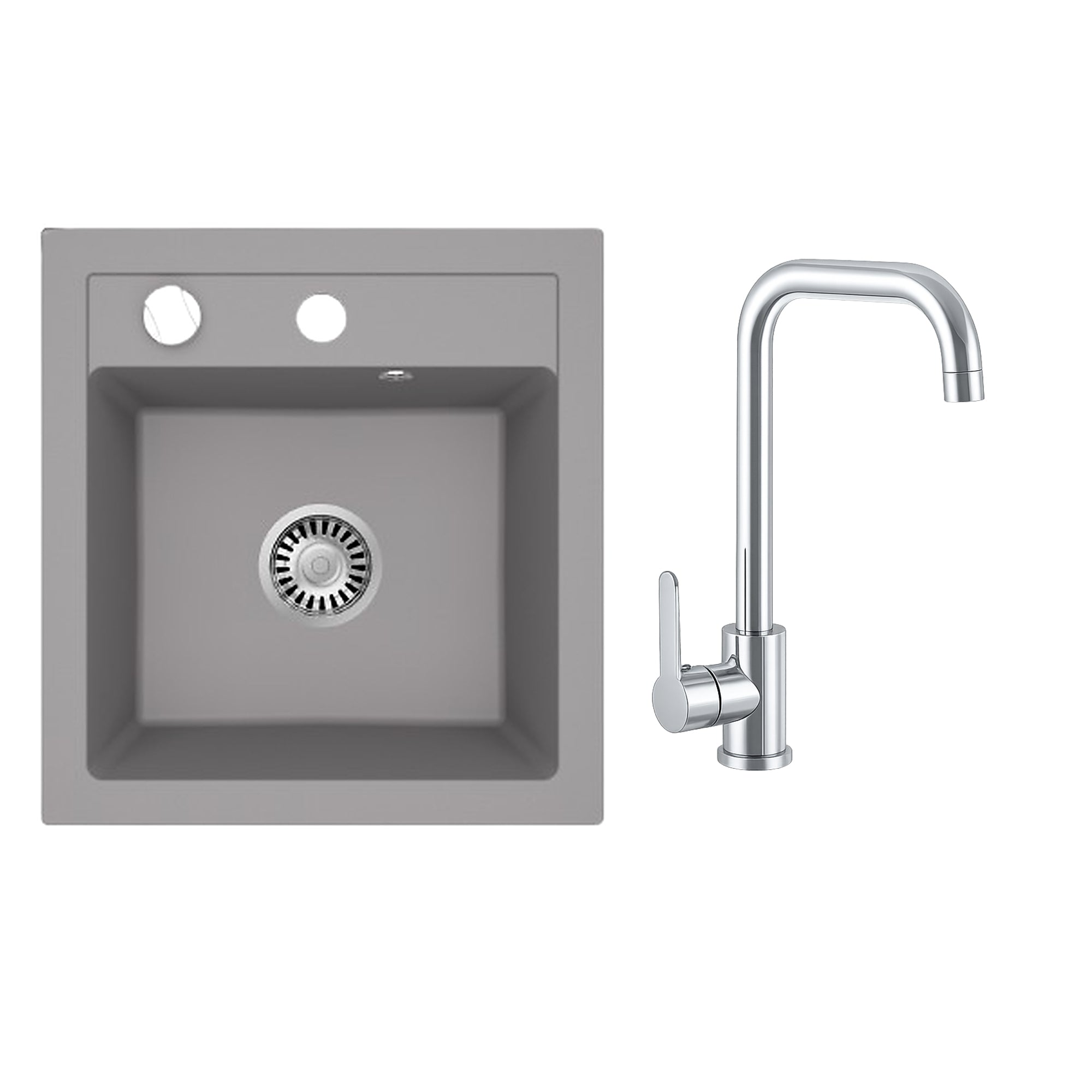 Faizee Home Granitspüle Milano 52 × 49 cm mit wählbarer Armatur