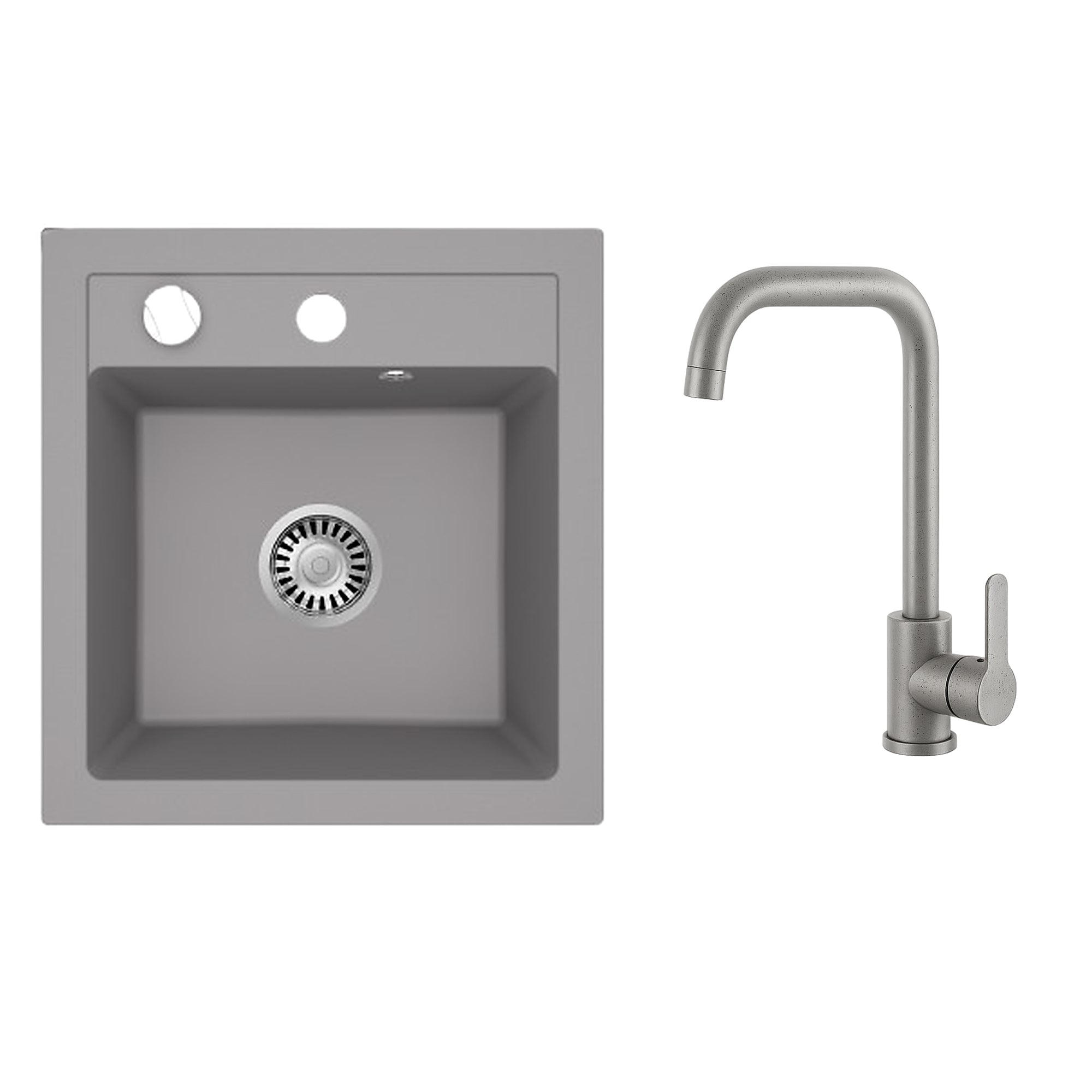 Faizee Home Granitspüle Milano 52 × 49 cm mit wählbarer Armatur