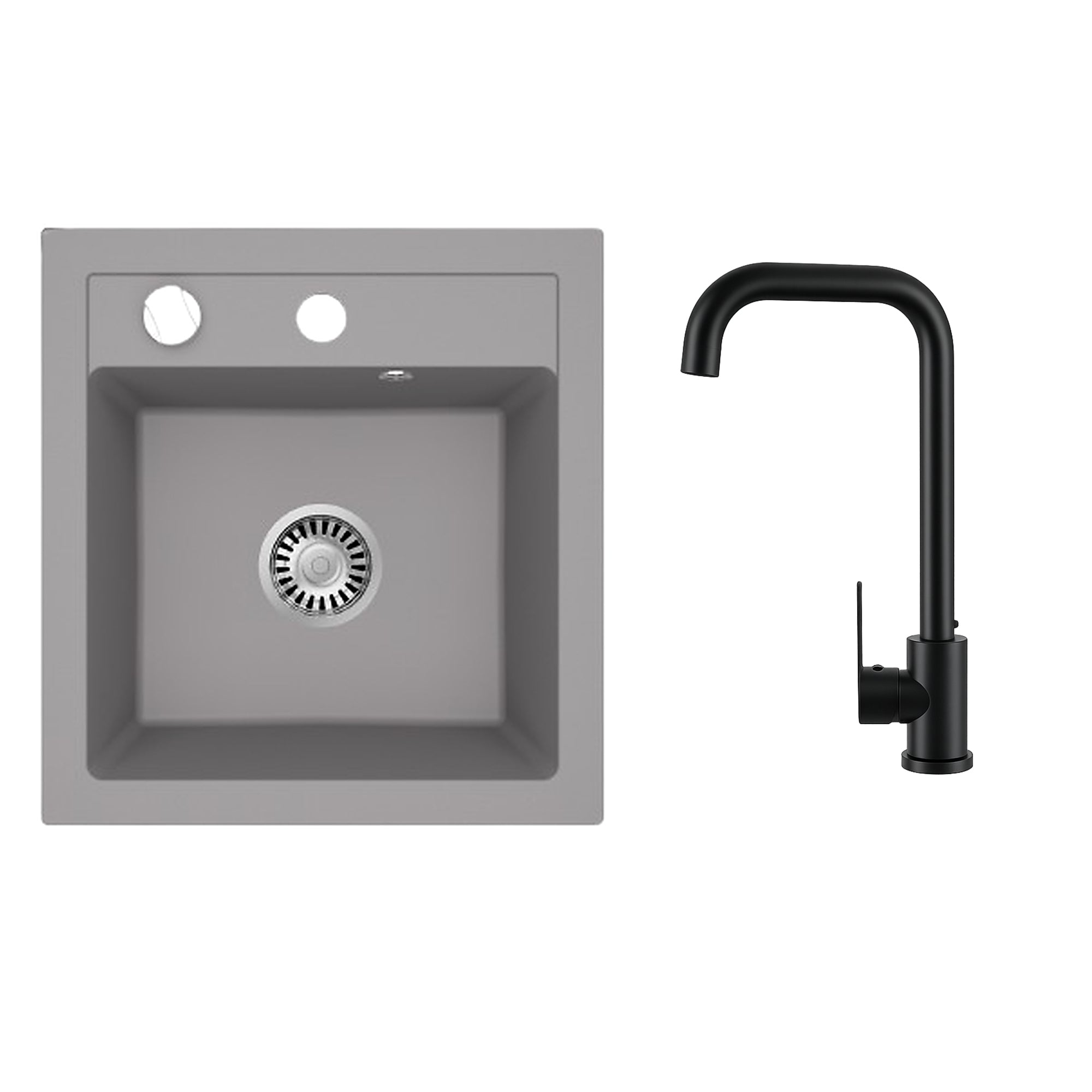 Faizee Home Granitspüle Milano 52 × 49 cm mit wählbarer Armatur