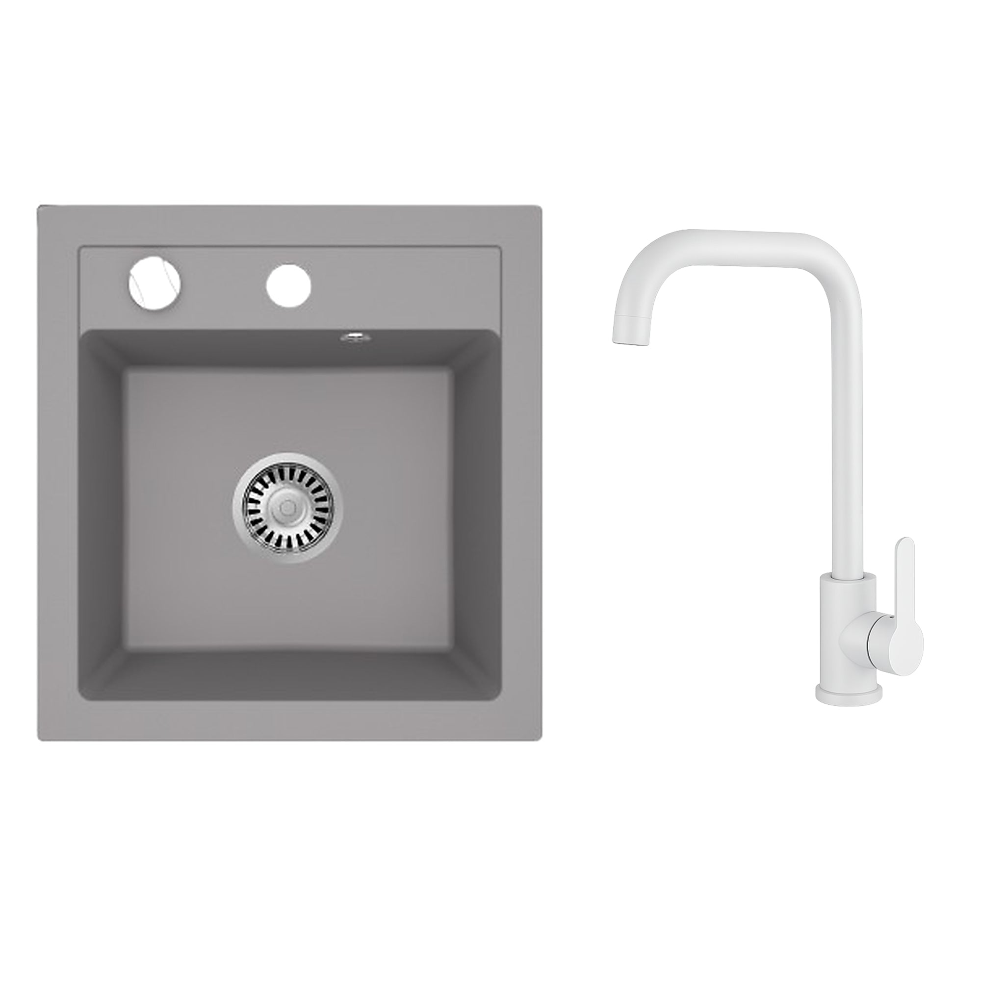 Faizee Home Granitspüle Milano 52 × 49 cm mit wählbarer Armatur