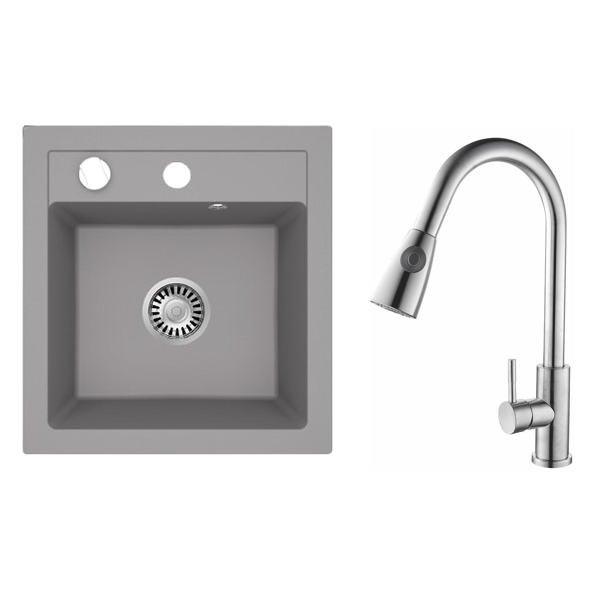 Faizee Home Granitspüle Milano 52 × 49 cm mit wählbarer Armatur