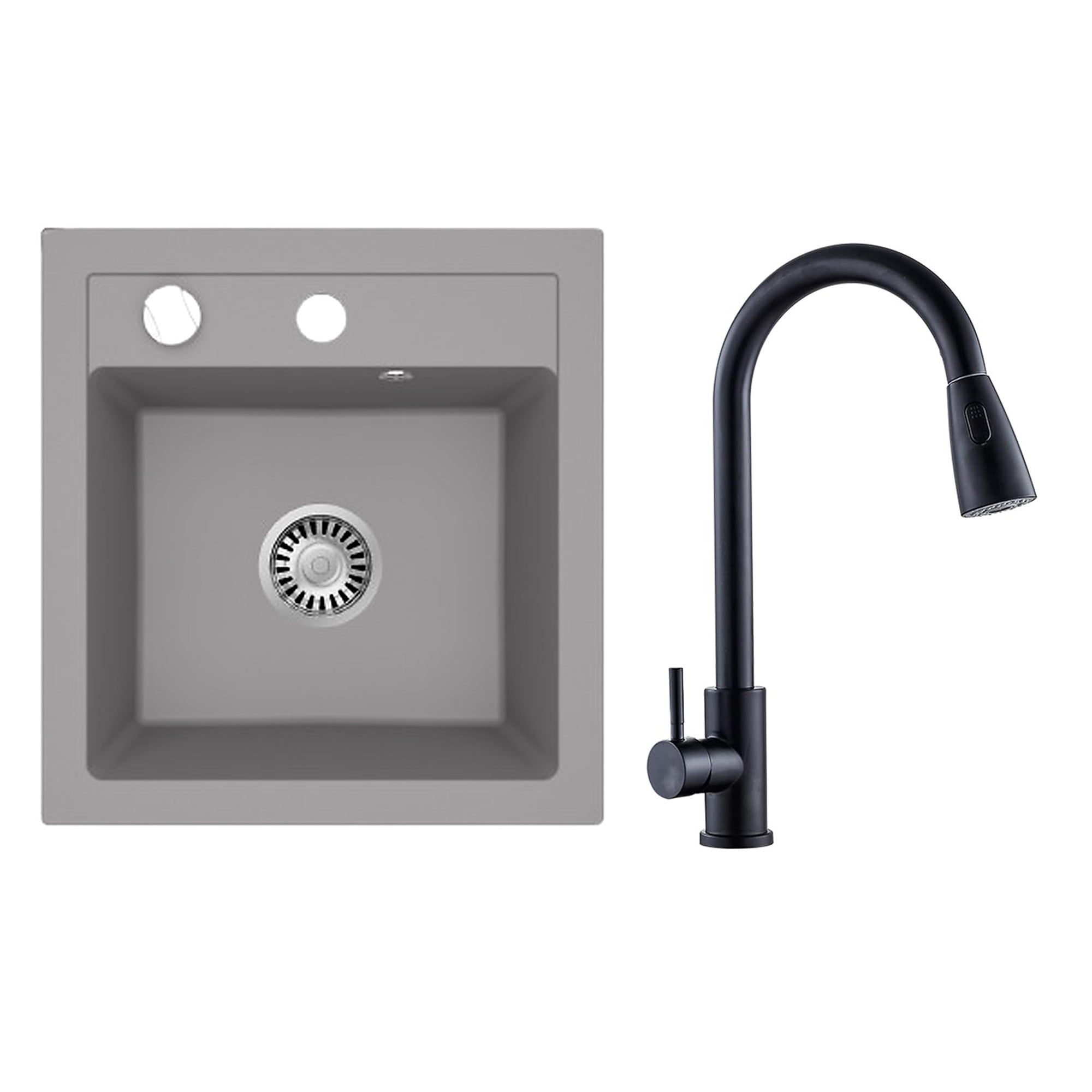 Faizee Home Granitspüle Milano 52 × 49 cm mit wählbarer Armatur