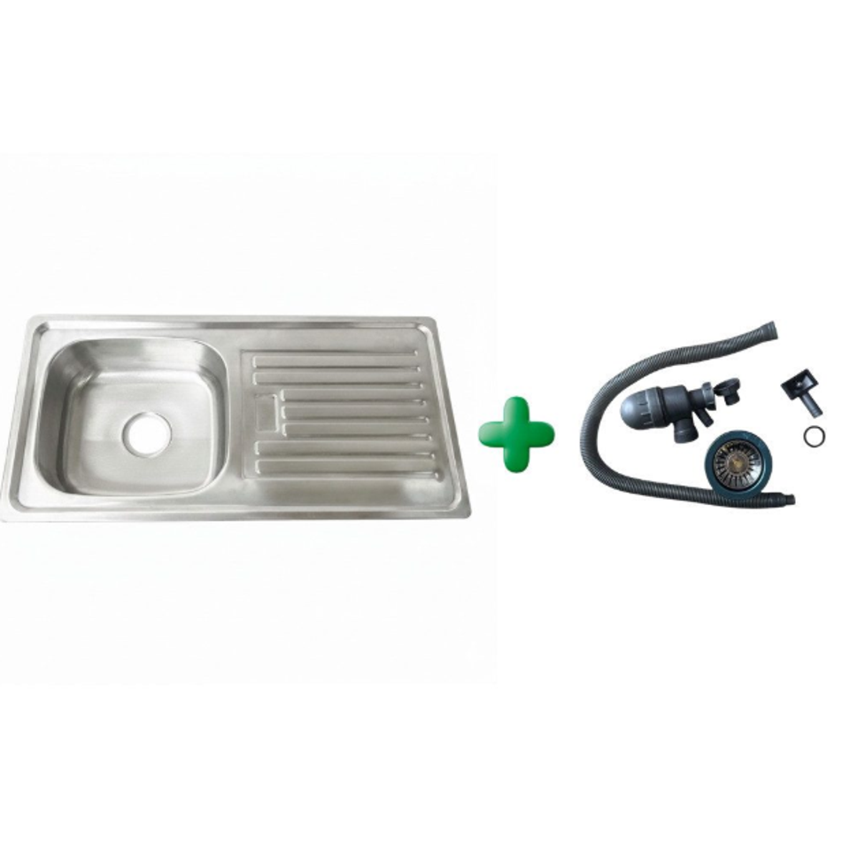Faizee Home Edelstahlspüle mit Abtropffläche – Mit Siphon & Abfluss-System – Ohne Armatur