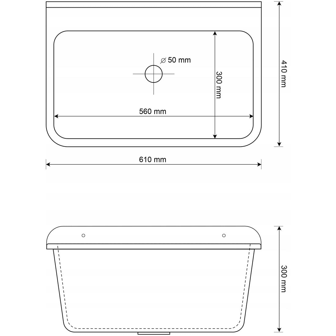 Faizee Home Industrie-Waschbecken Schwarz – 61 × 41 × 30 cm – Für Werkstatt, Garage, Baustelle & Hauswirtschaftsraum