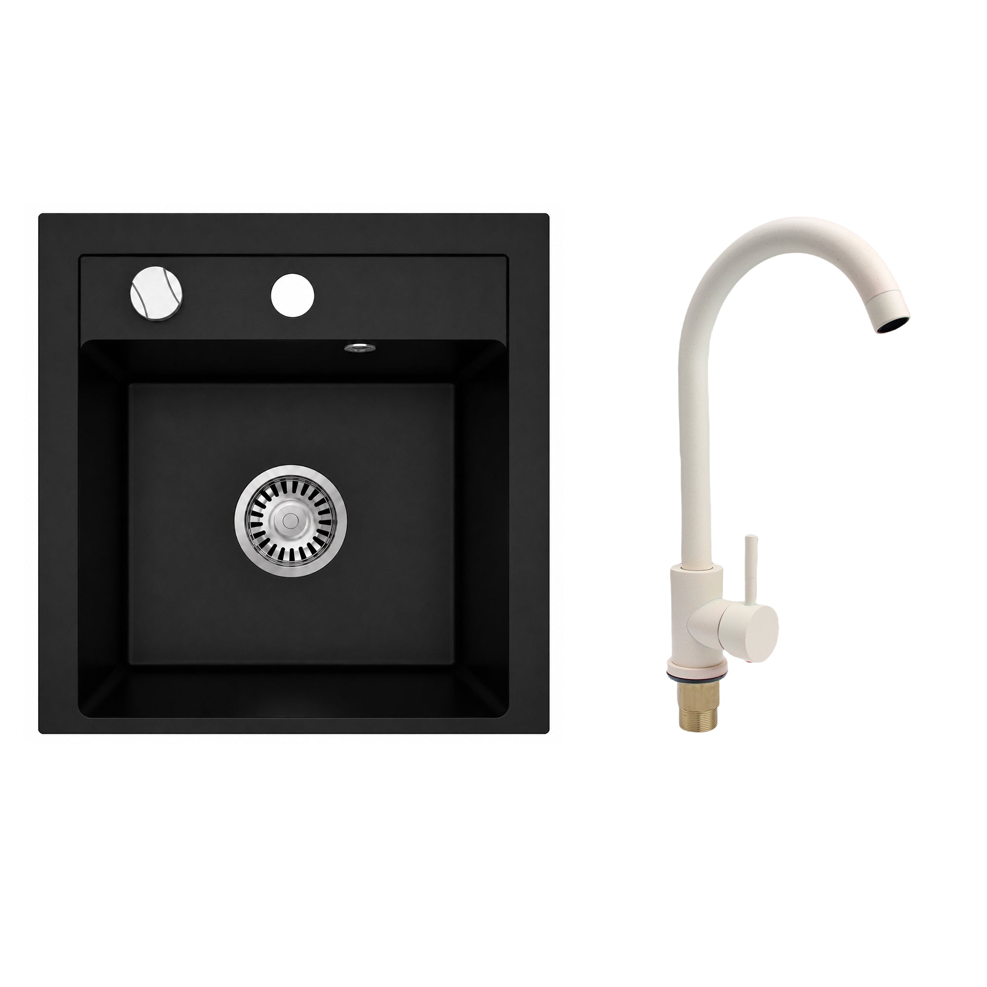 Faizee Home Granitspüle Milano 52 × 49 cm mit wählbarer Armatur