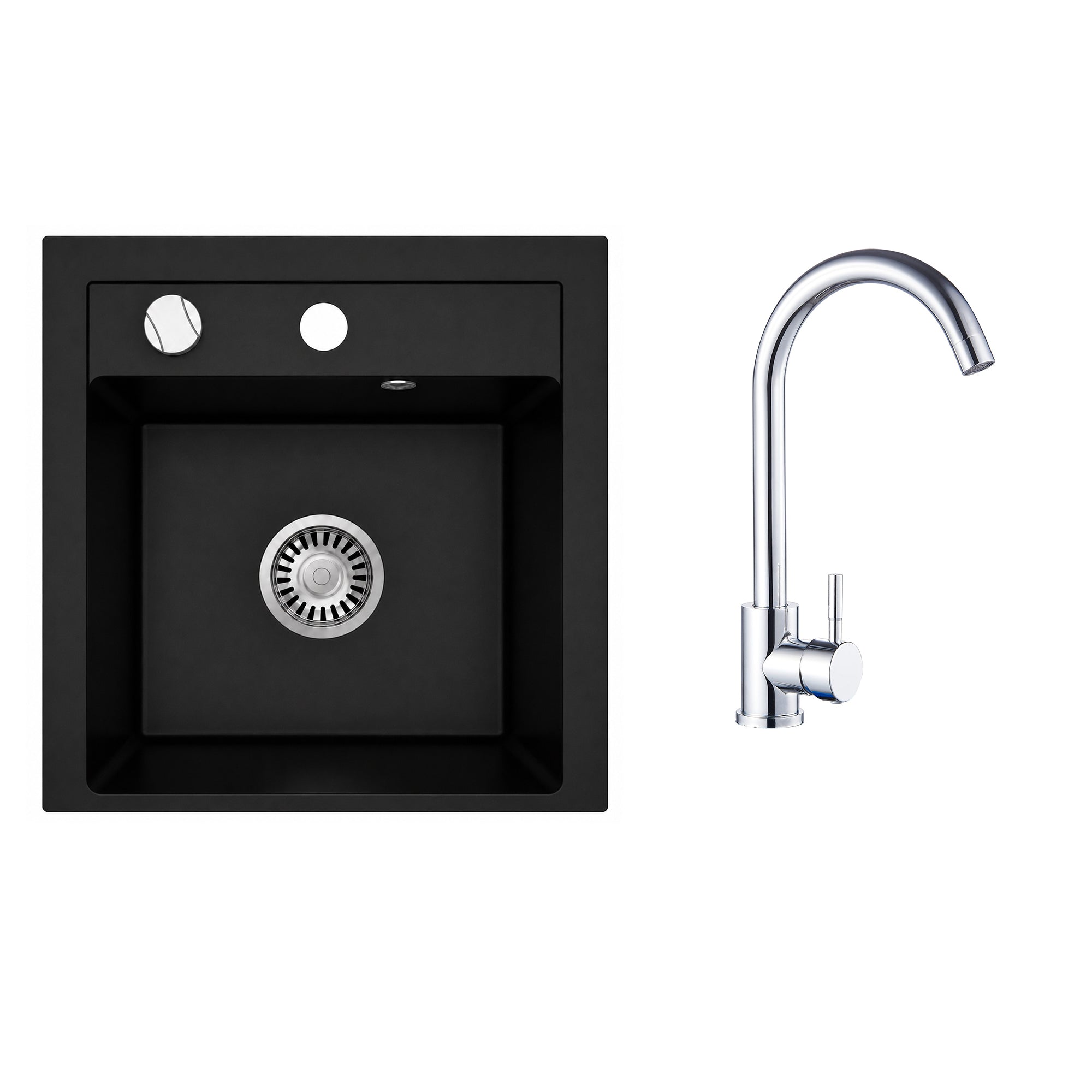 Faizee Home Granitspüle Milano 52 × 49 cm mit wählbarer Armatur