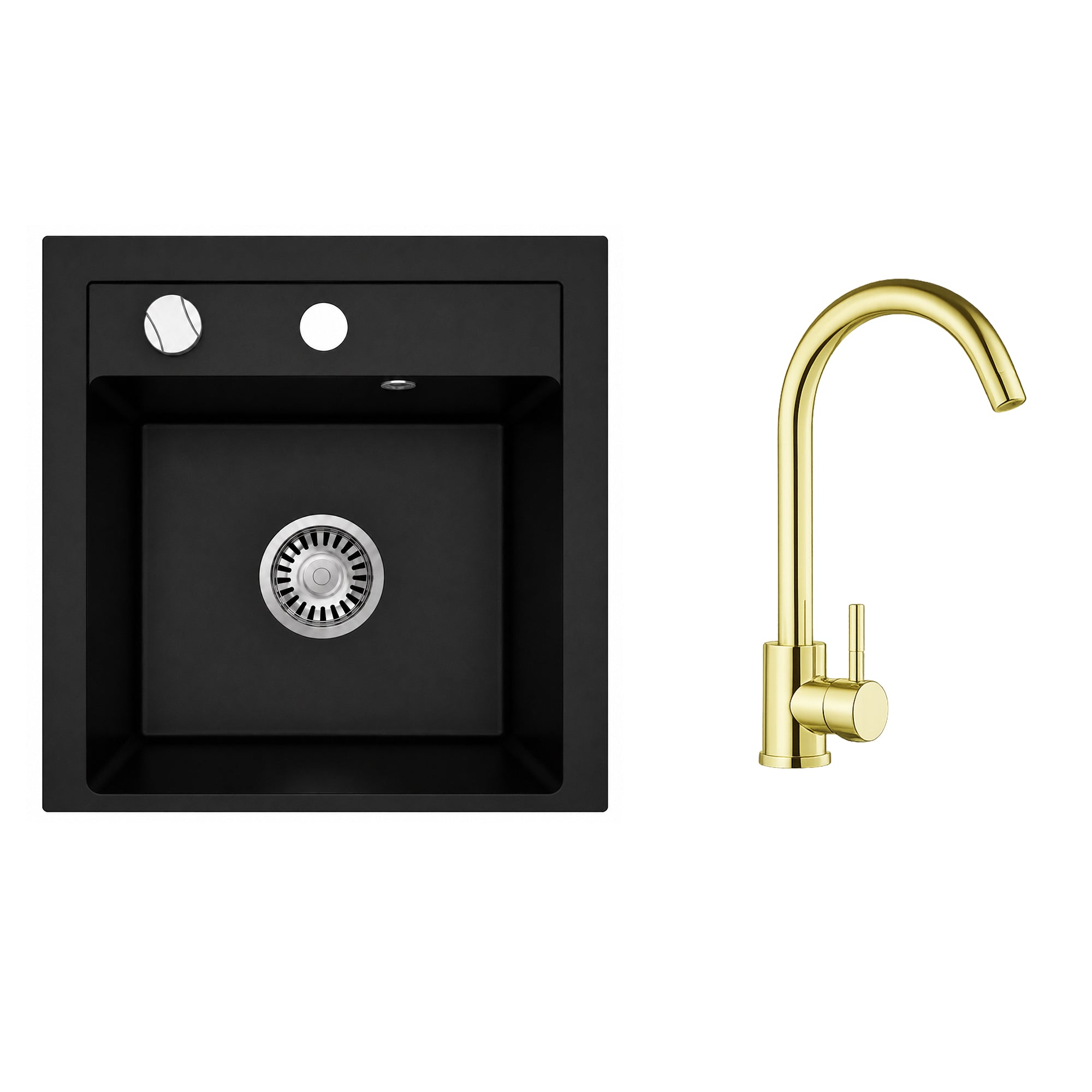 Faizee Home Granitspüle Milano 52 × 49 cm mit wählbarer Armatur