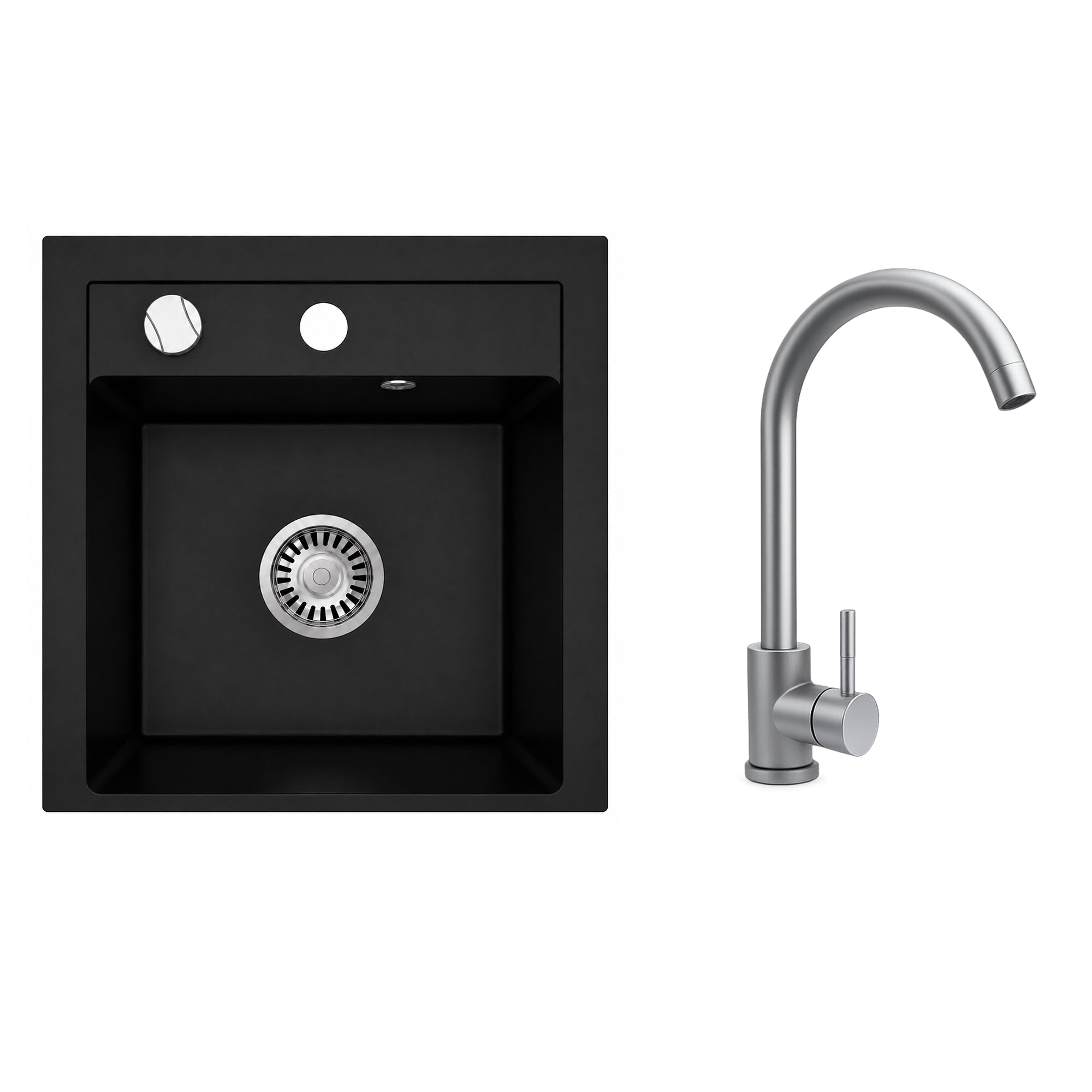 Faizee Home Granitspüle Milano 52 × 49 cm mit wählbarer Armatur
